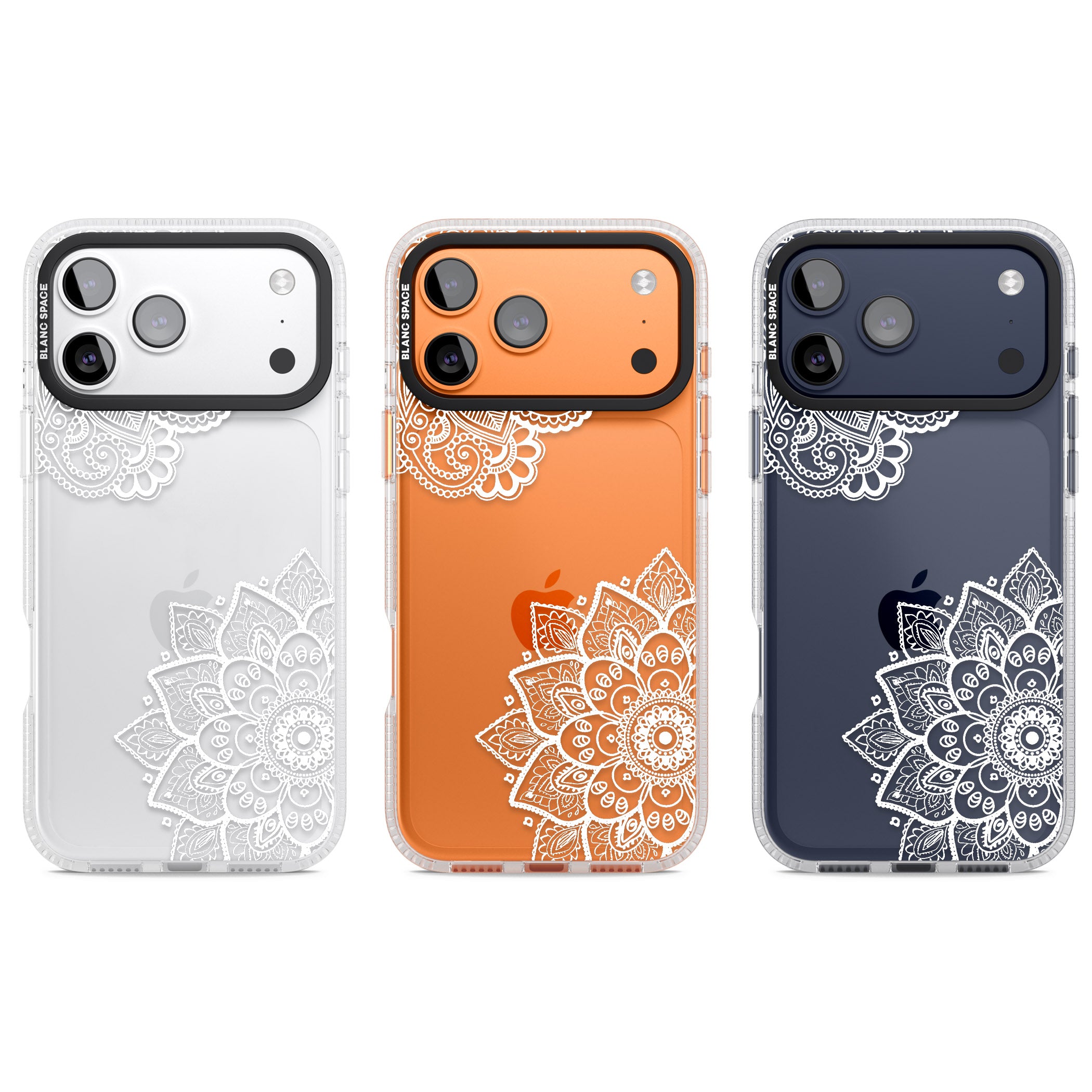 White Henna Florals iPhone 17 Pro Impact Air Clear Phone Case APT Impact Protection