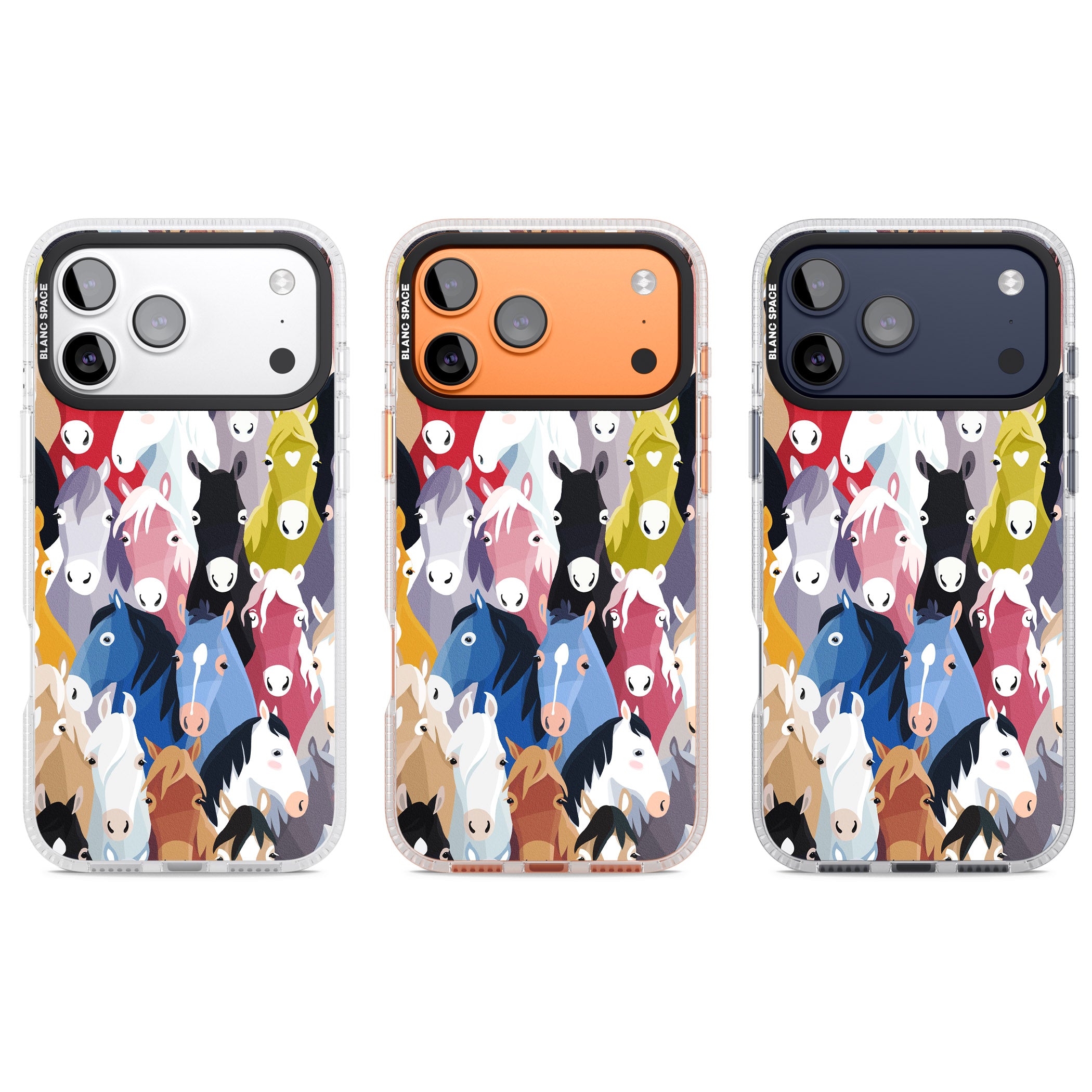 Colourful Horse Pattern iPhone 17 Pro Impact Air Clear Phone Case APT Impact Protection
