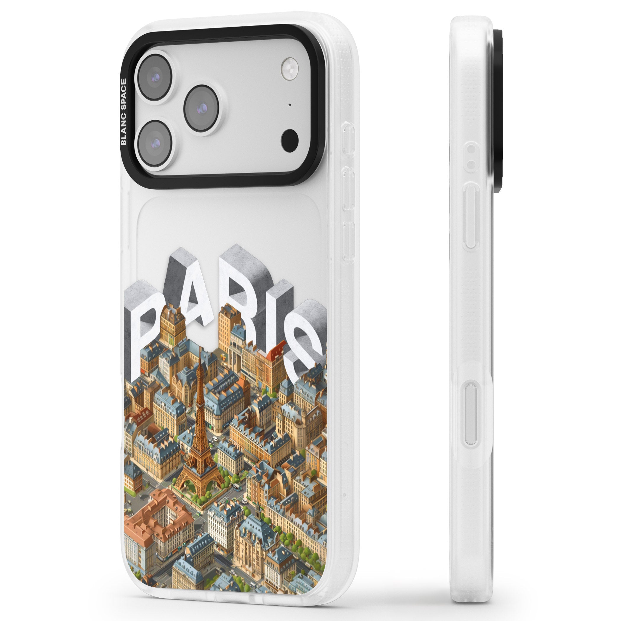 Paris iPhone 17 Pro Impact Air Clear Phone Case Side Profile