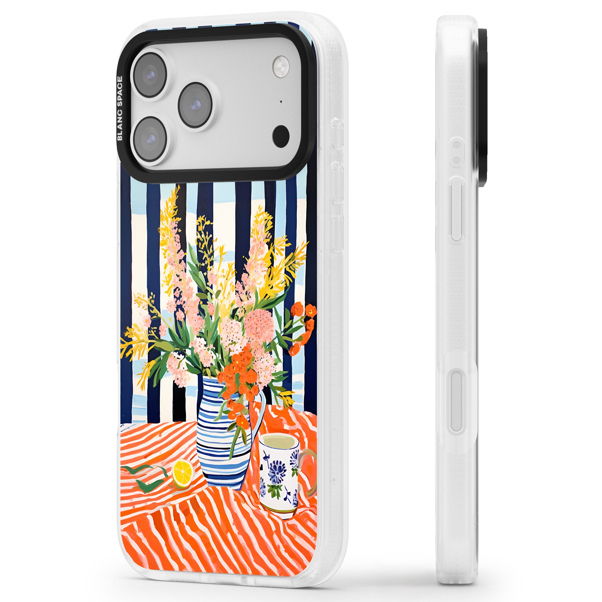 Seaside Flowers iPhone 17 Pro Impact Air Clear Phone Case Side Profile