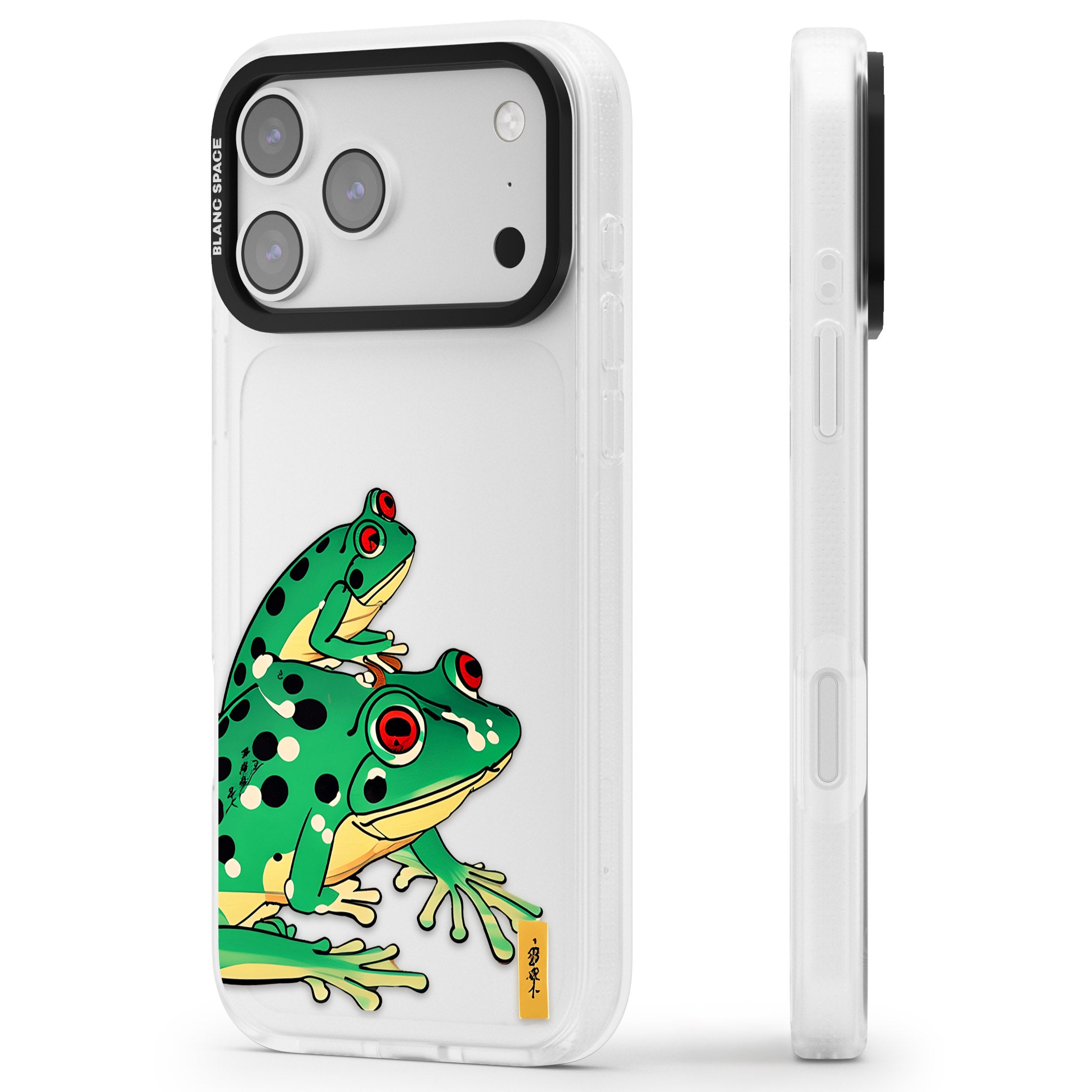 Matsumoto Hoji Frog Green iPhone 17 Pro Impact Air Clear Phone Case Side Profile