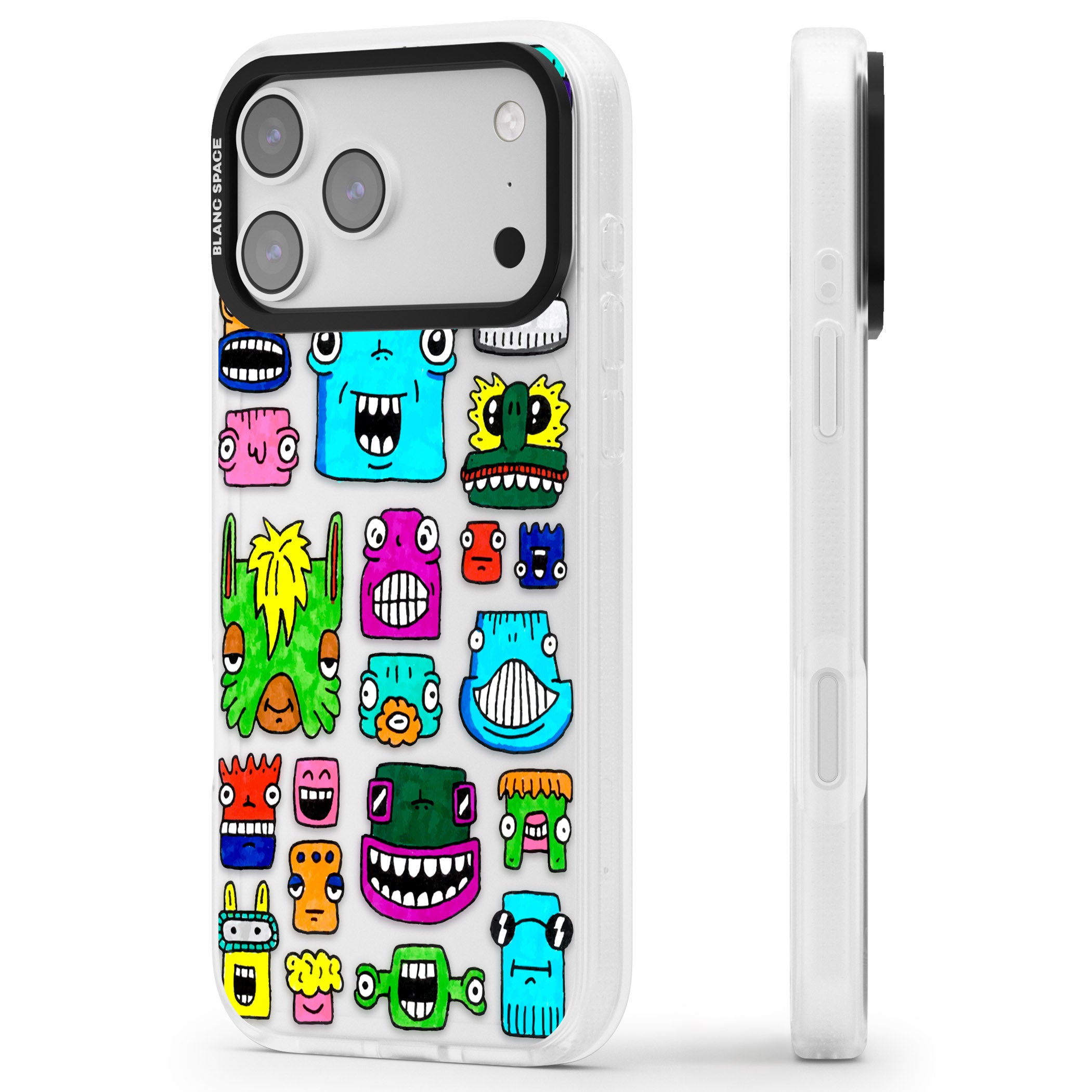 Burst Heads Colour iPhone 17 Pro Impact Air Clear Phone Case Side Profile