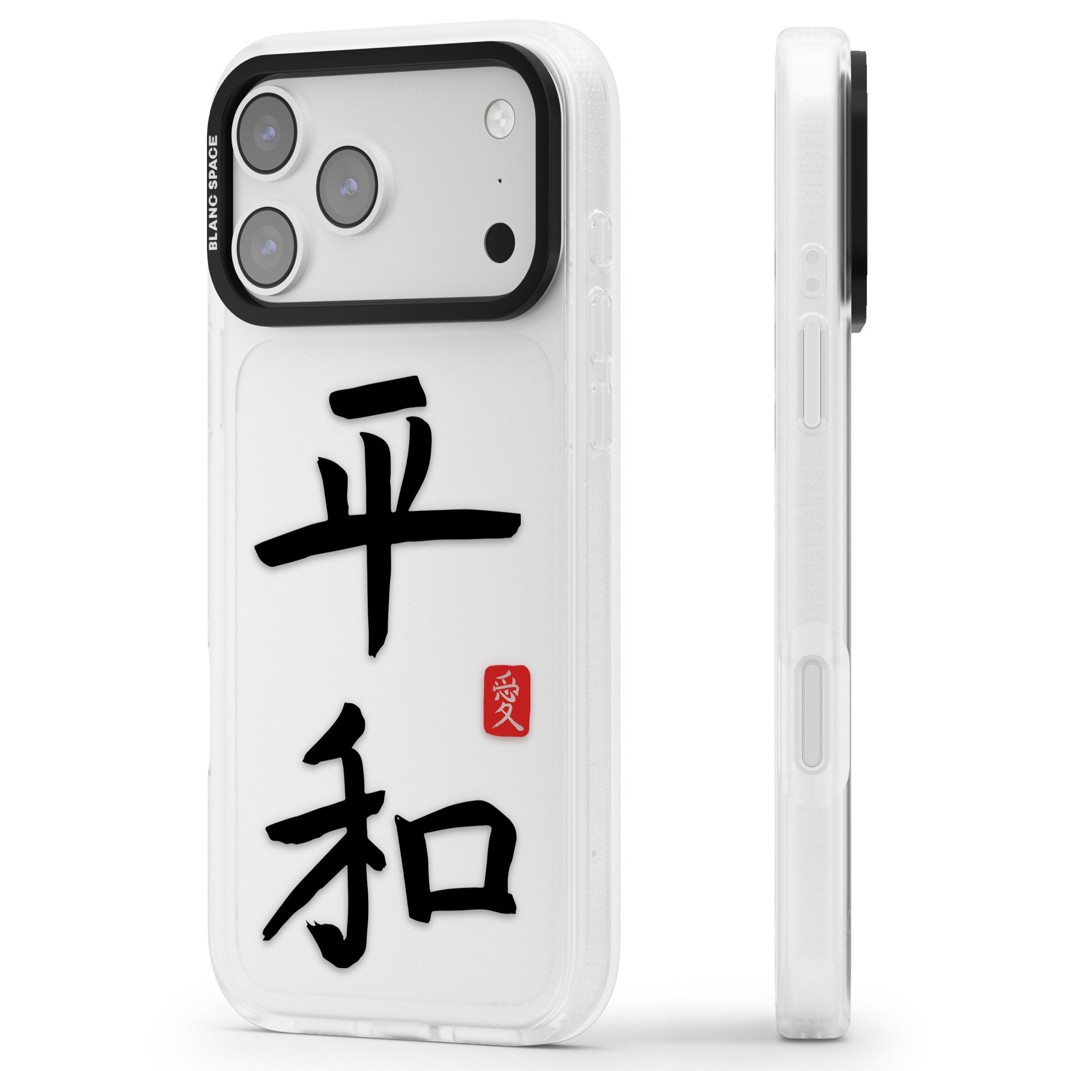 Japanese Kanji Peace iPhone 17 Pro Impact Air Clear Phone Case Side Profile