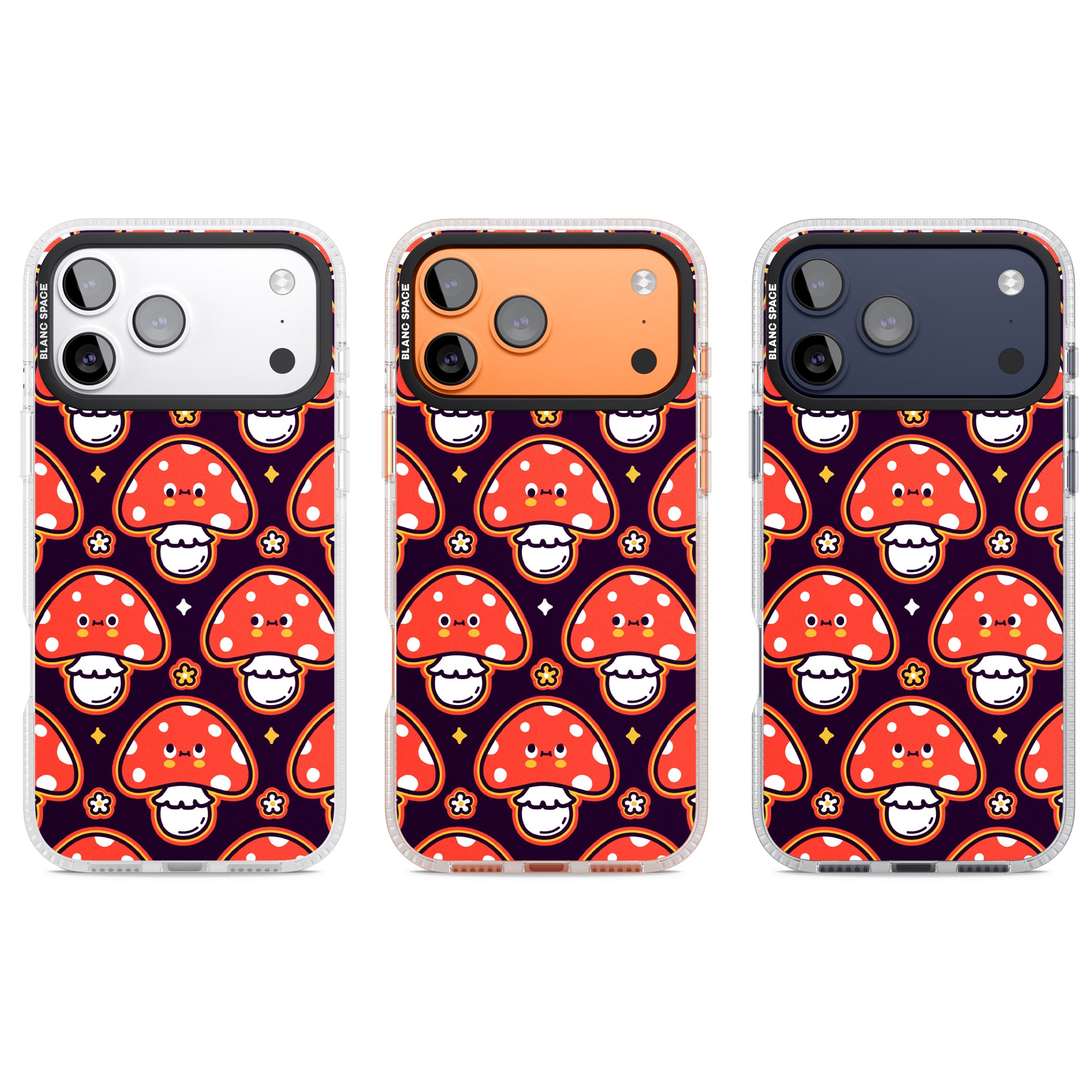 Mushroom Kawaii Pattern iPhone 17 Pro Impact Air Clear Phone Case APT Impact Protection