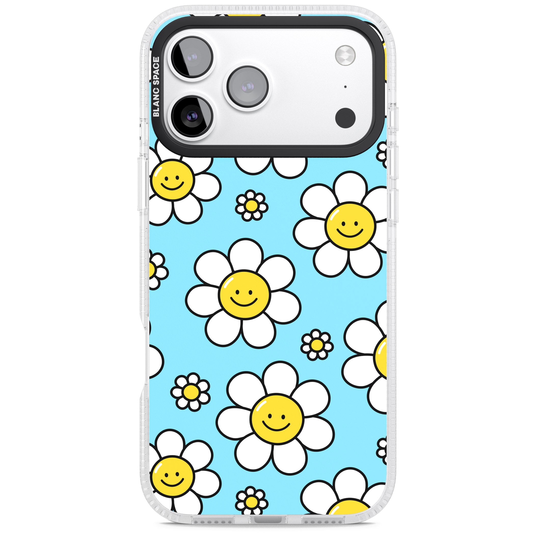 Daisy Faces Kawaii Pattern iPhone 17 Pro Impact Air Clear Phone Case