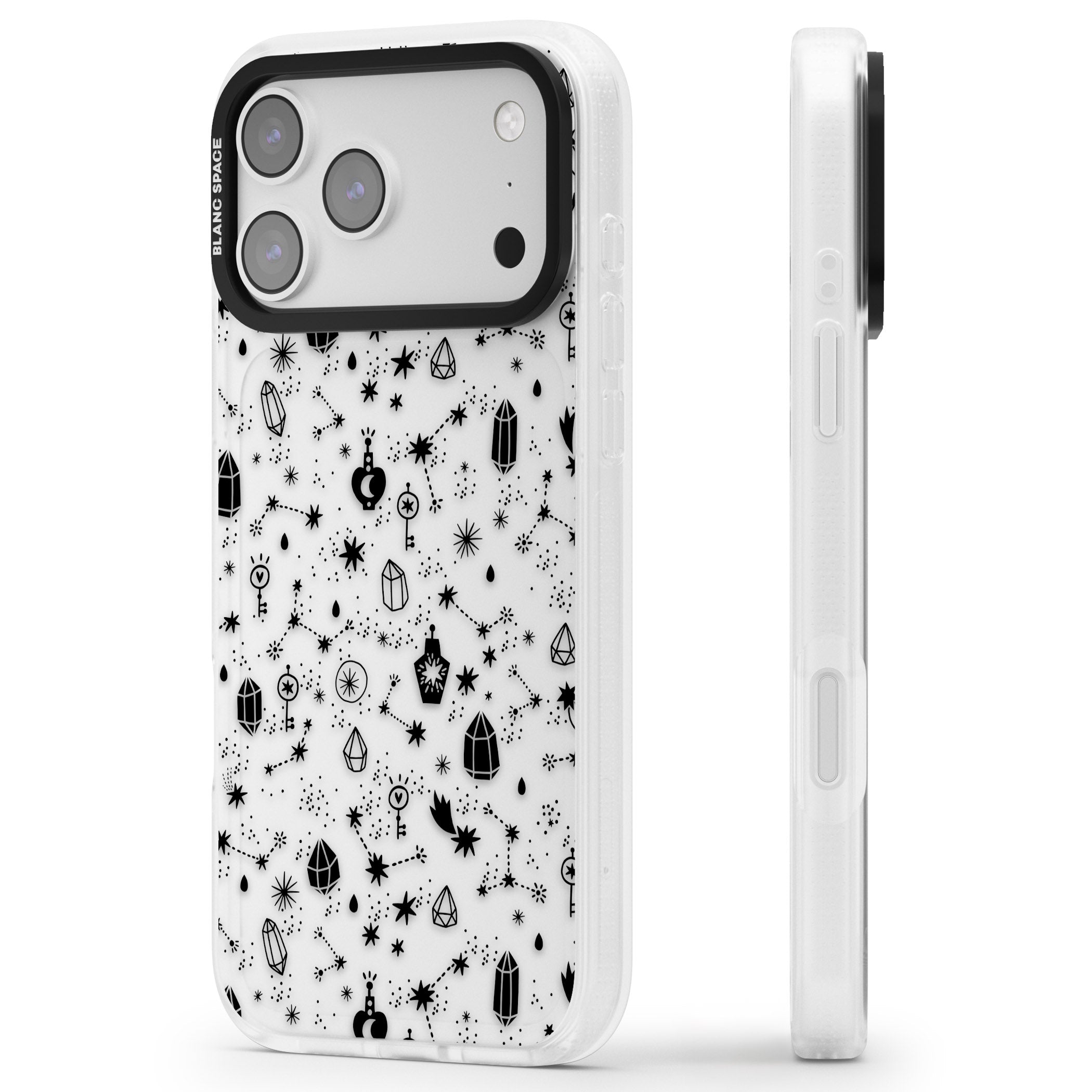 Black Cosmic Crystal iPhone 17 Pro Impact Air Clear Phone Case Side Profile