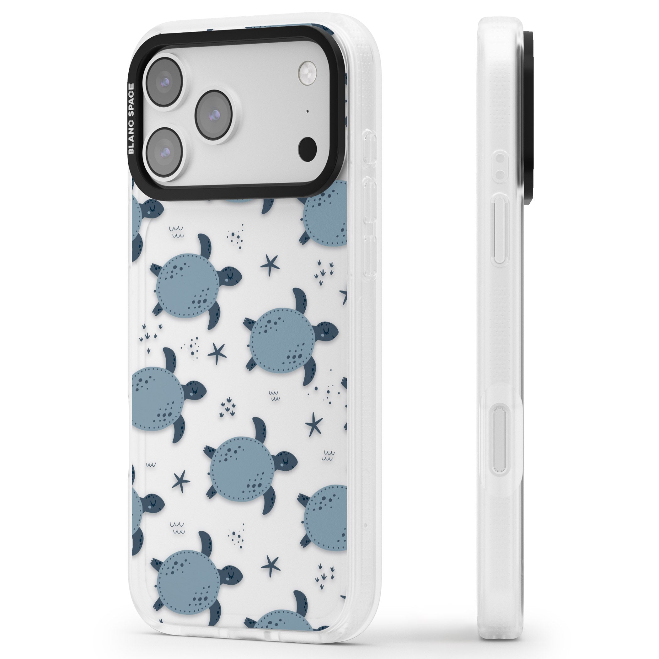 Under The Sea Patterns Sea Turtles (Clear) iPhone 17 Pro Max Impact Air Clear Phone Case Side Profile
