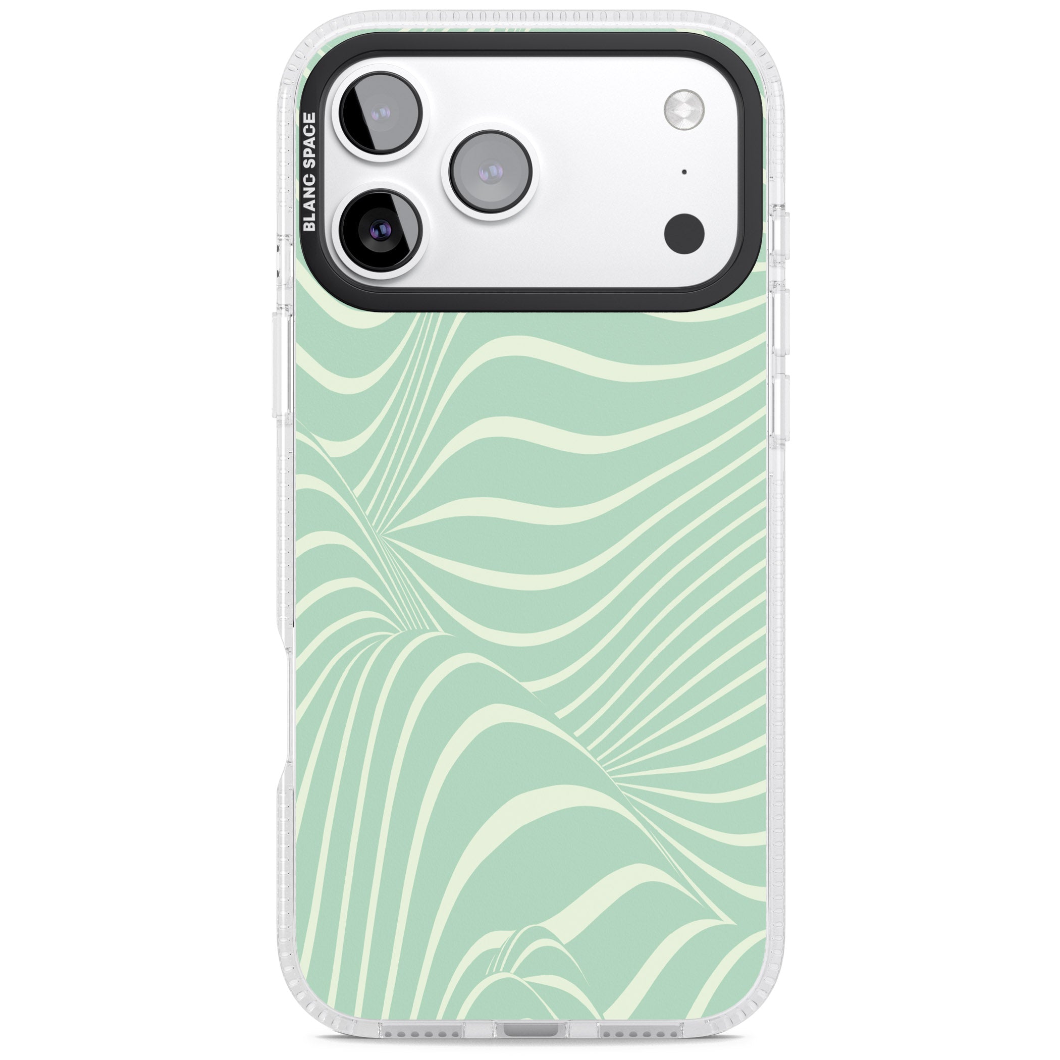 Mint Green Distorted Line iPhone 17 Pro Impact Air Clear Phone Case