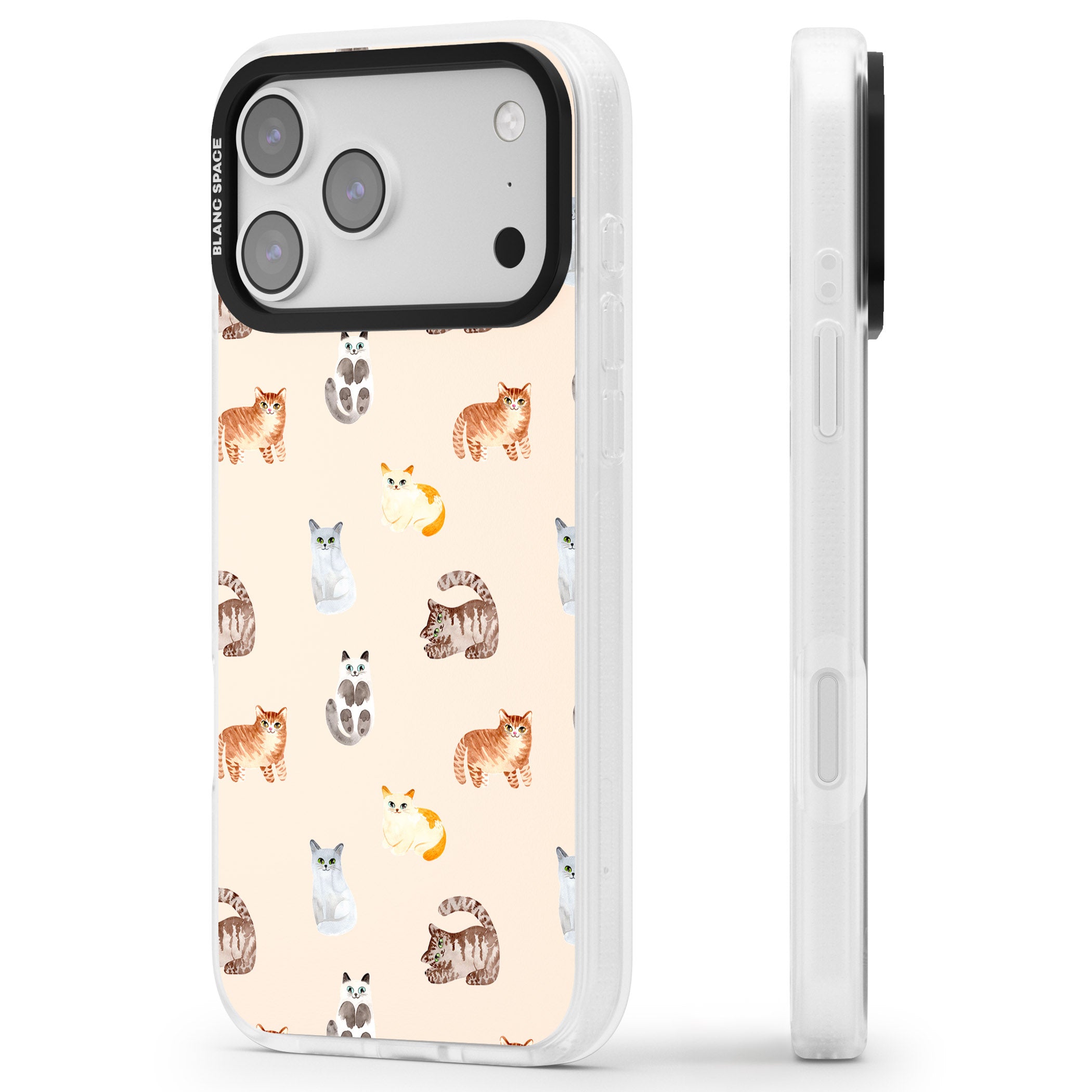 Cute Cat Parade iPhone 17 Pro Impact Air Clear Phone Case Side Profile