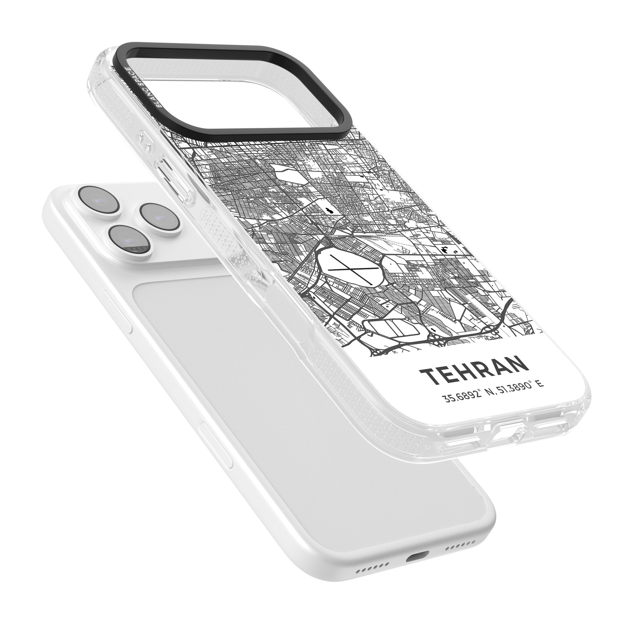 Tehran Map iPhone 17 Pro Impact Air Clear Phone Case Colours