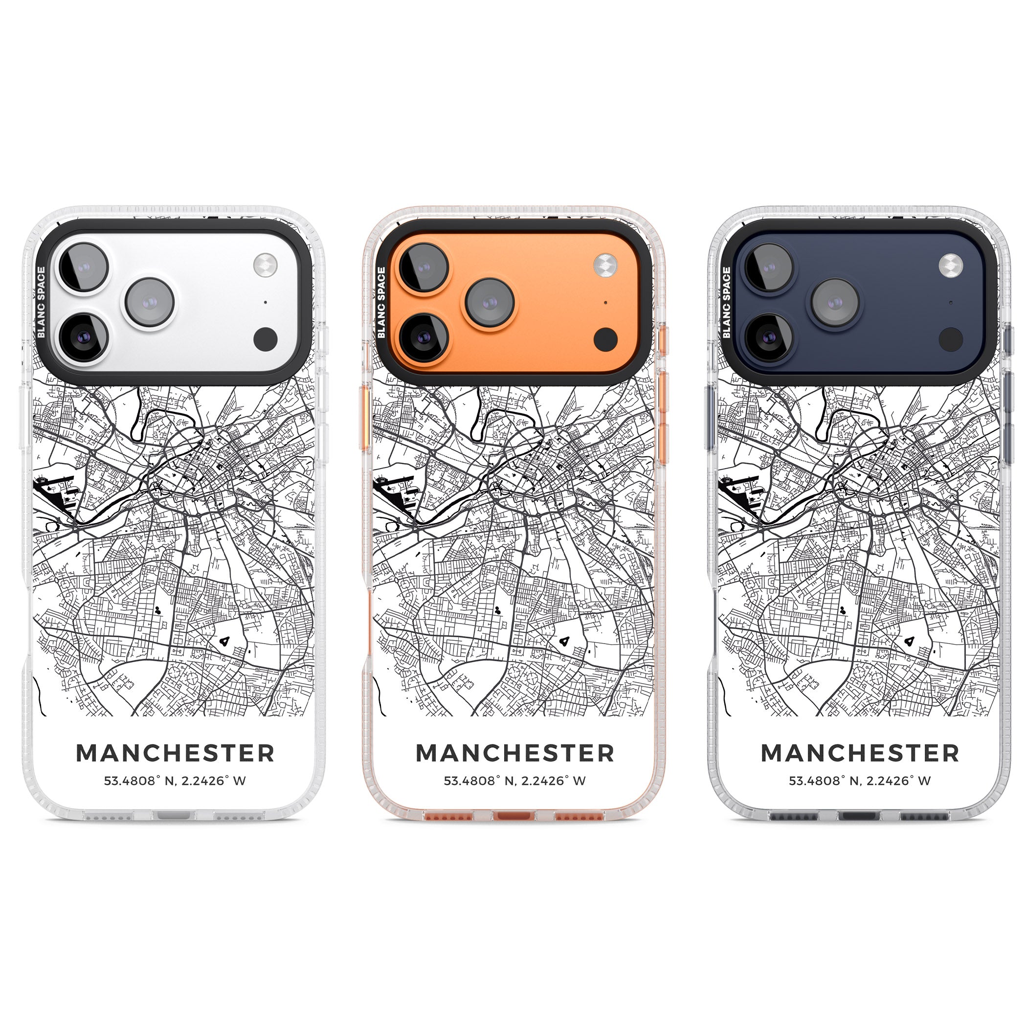 Manchester Map iPhone 17 Pro Impact Air Clear Phone Case APT Impact Protection