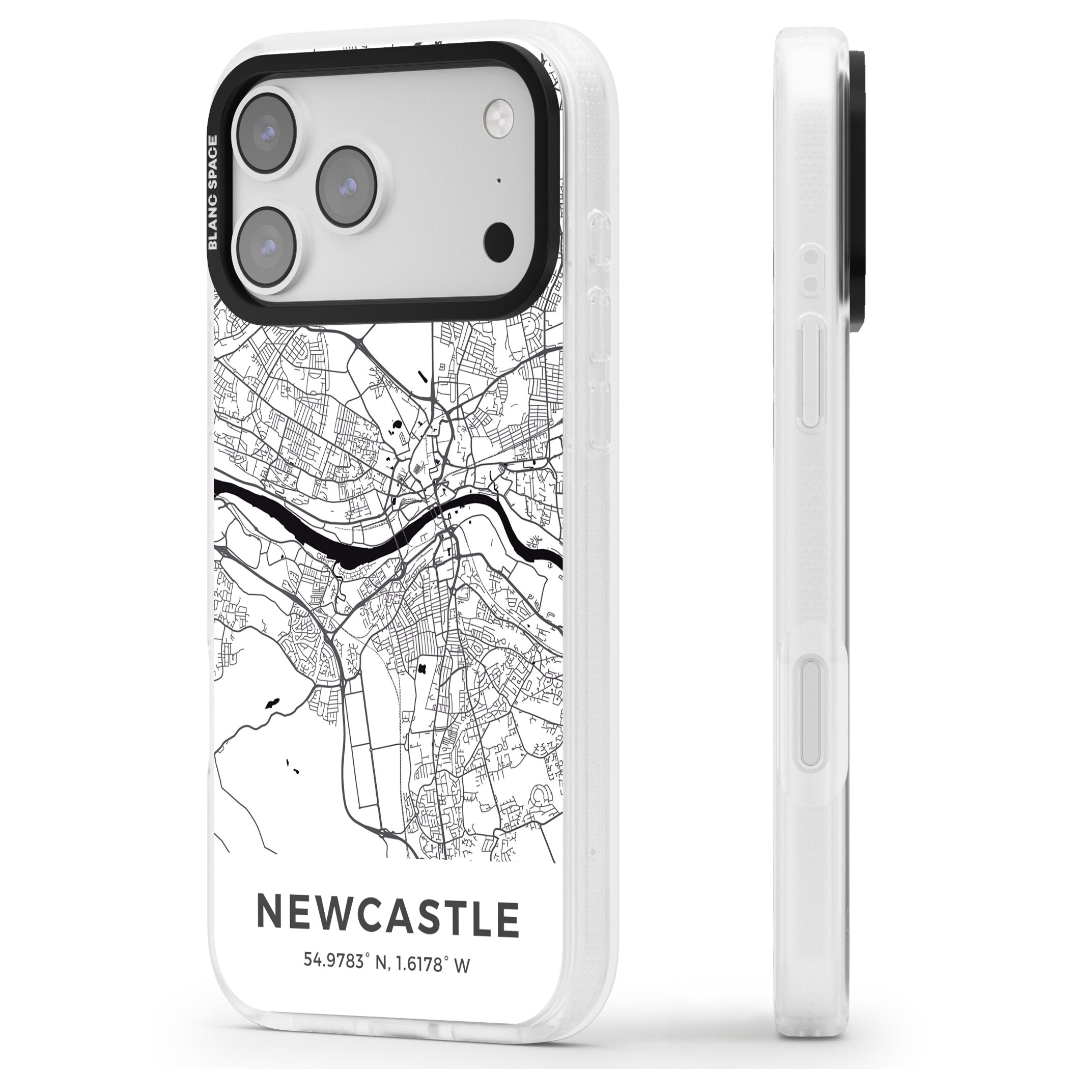 Newcastle City Map iPhone 17 Pro Impact Air Clear Phone Case Side Profile