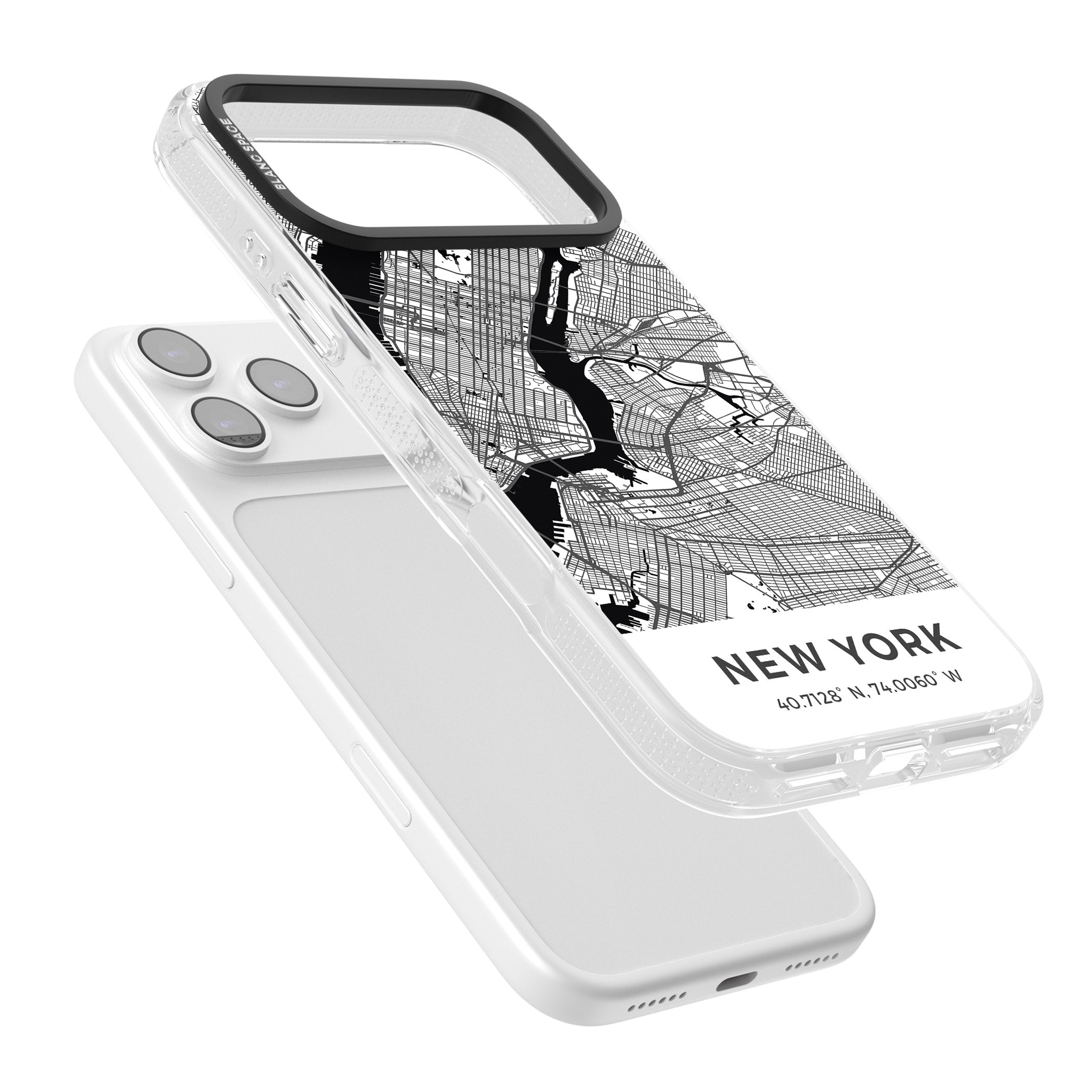 New York Map iPhone 17 Pro Impact Air Clear Phone Case Colours