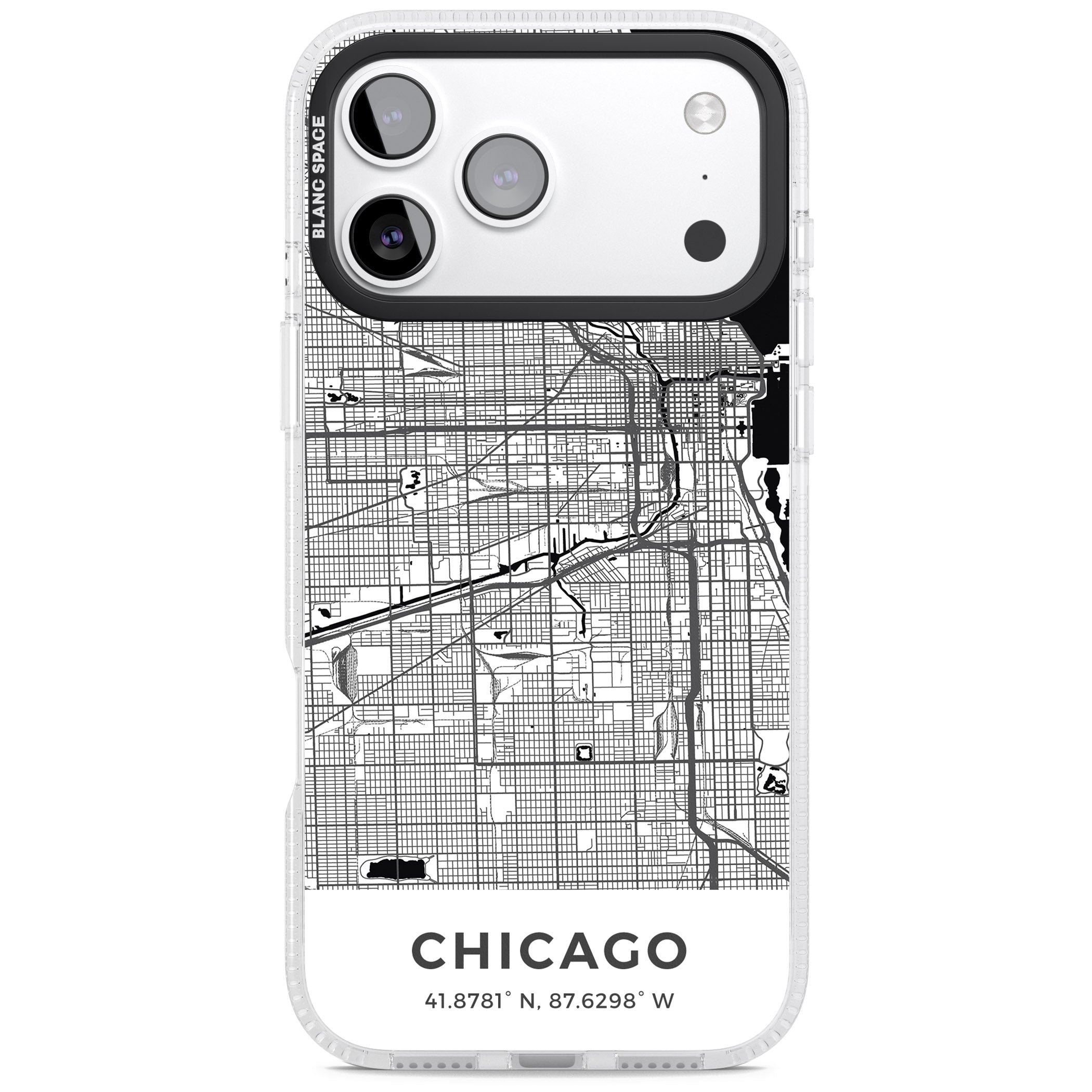 Chicago Map iPhone 17 Pro Impact Air Clear Phone Case