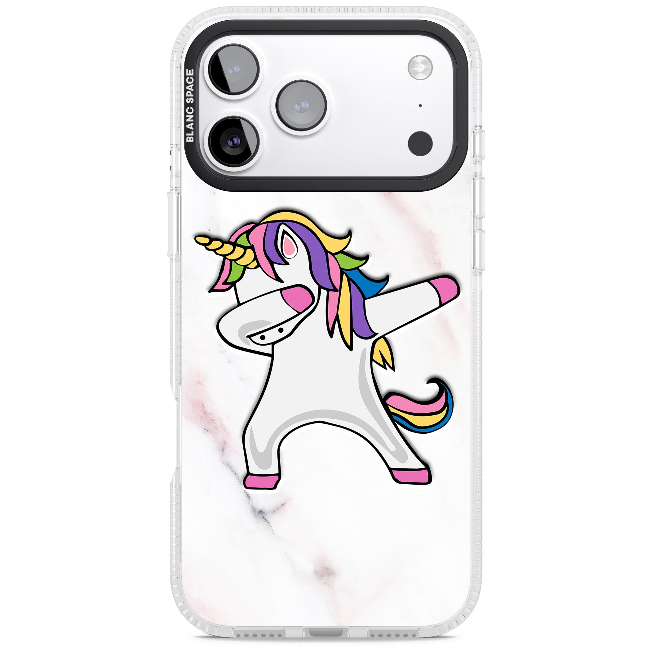 Designer Marble Unicorn Dab iPhone 17 Pro Impact Air Clear Phone Case