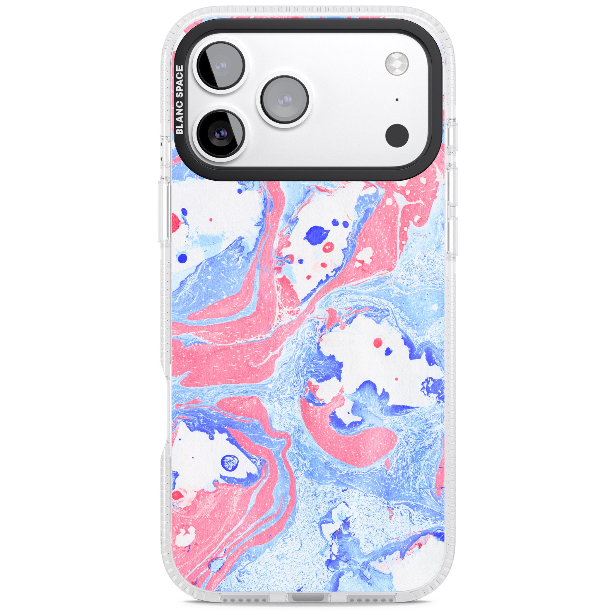 Pink, Blue & White Marbled Paper Pattern iPhone 17 Pro Max Impact Air Clear Phone Case