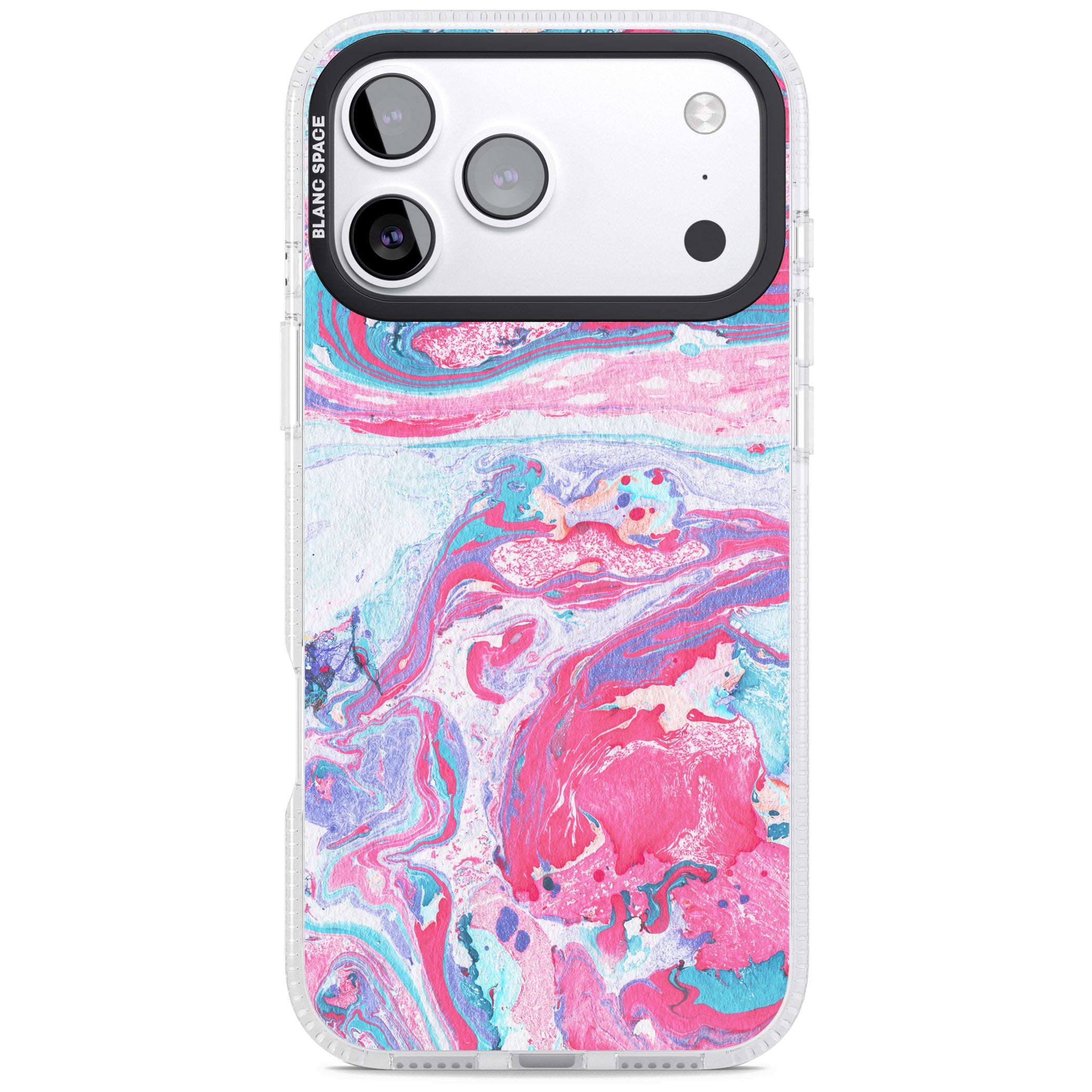 Pink, Blue & Purple Marbled Paper Pattern iPhone 17 Pro Impact Air Clear Phone Case