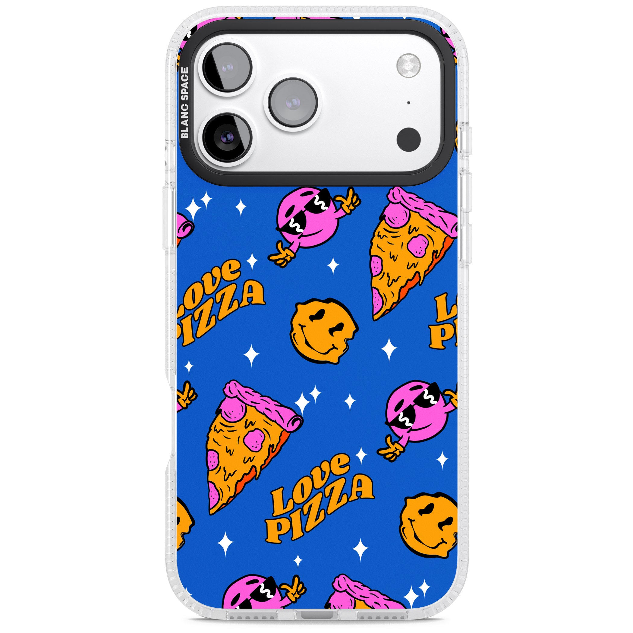 Psychedelic Love Pizza Pattern iPhone 17 Pro Impact Air Clear Phone Case