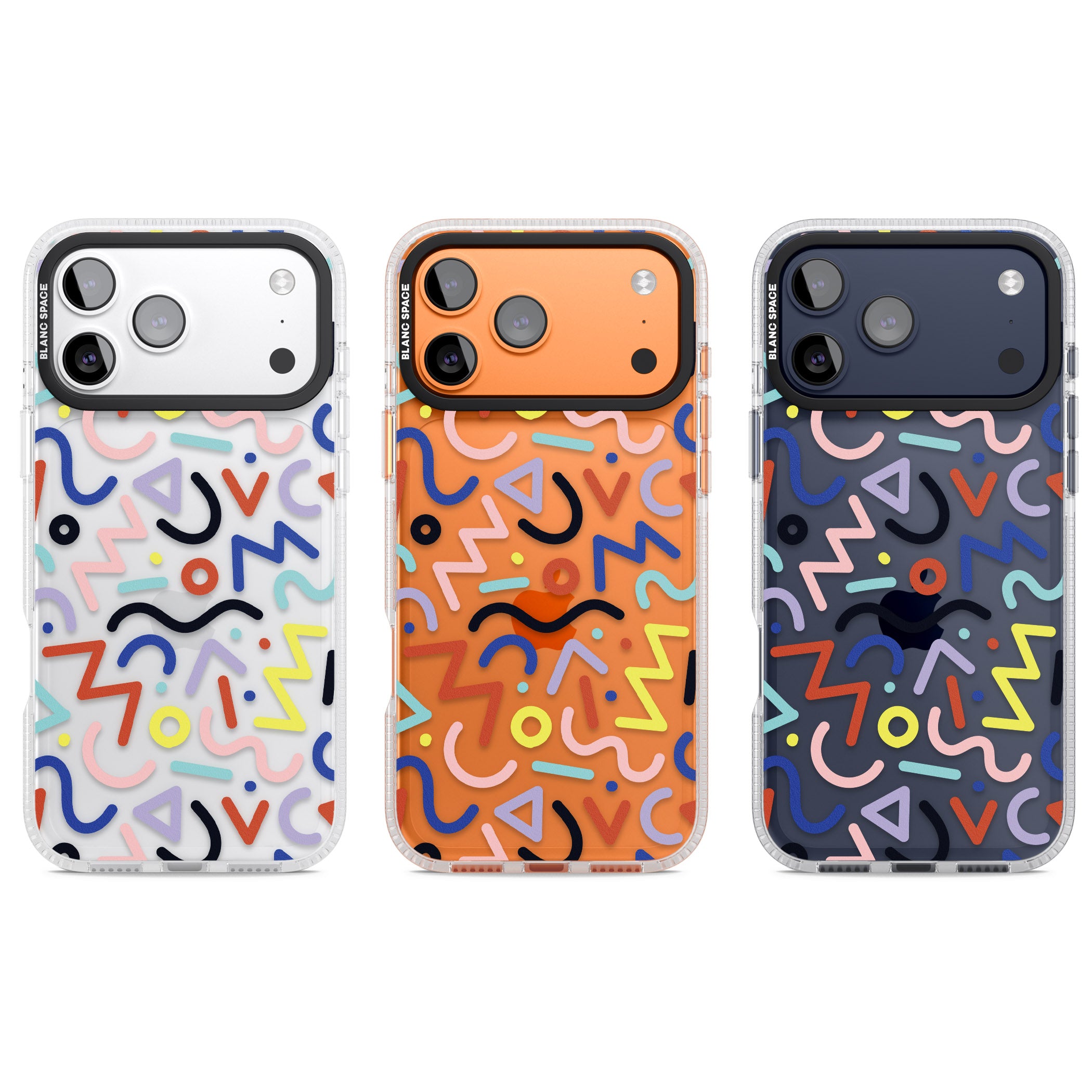 Memphis Retro Pattern iPhone 17 Pro Impact Air Clear Phone Case APT Impact Protection