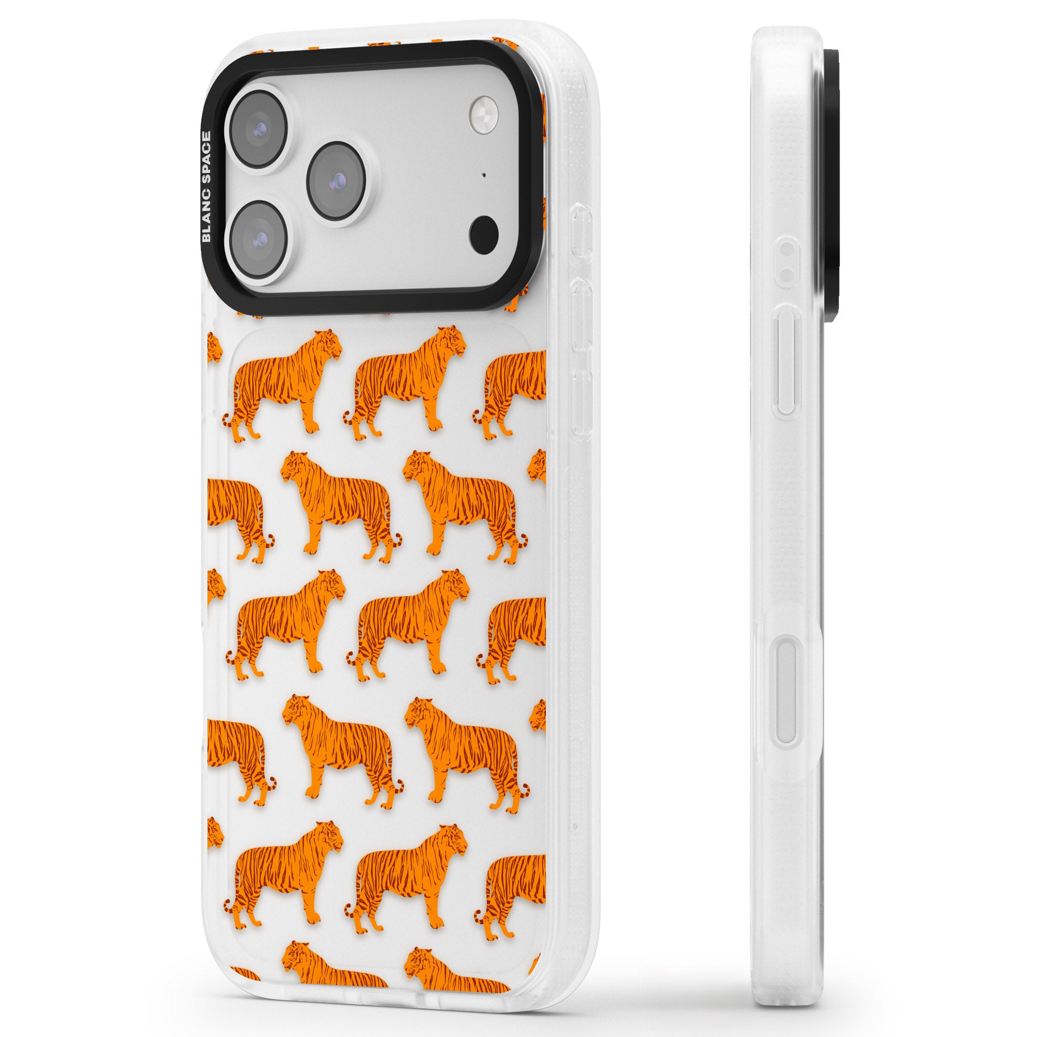 Tiger Pattern iPhone 17 Pro Impact Air Clear Phone Case Side Profile