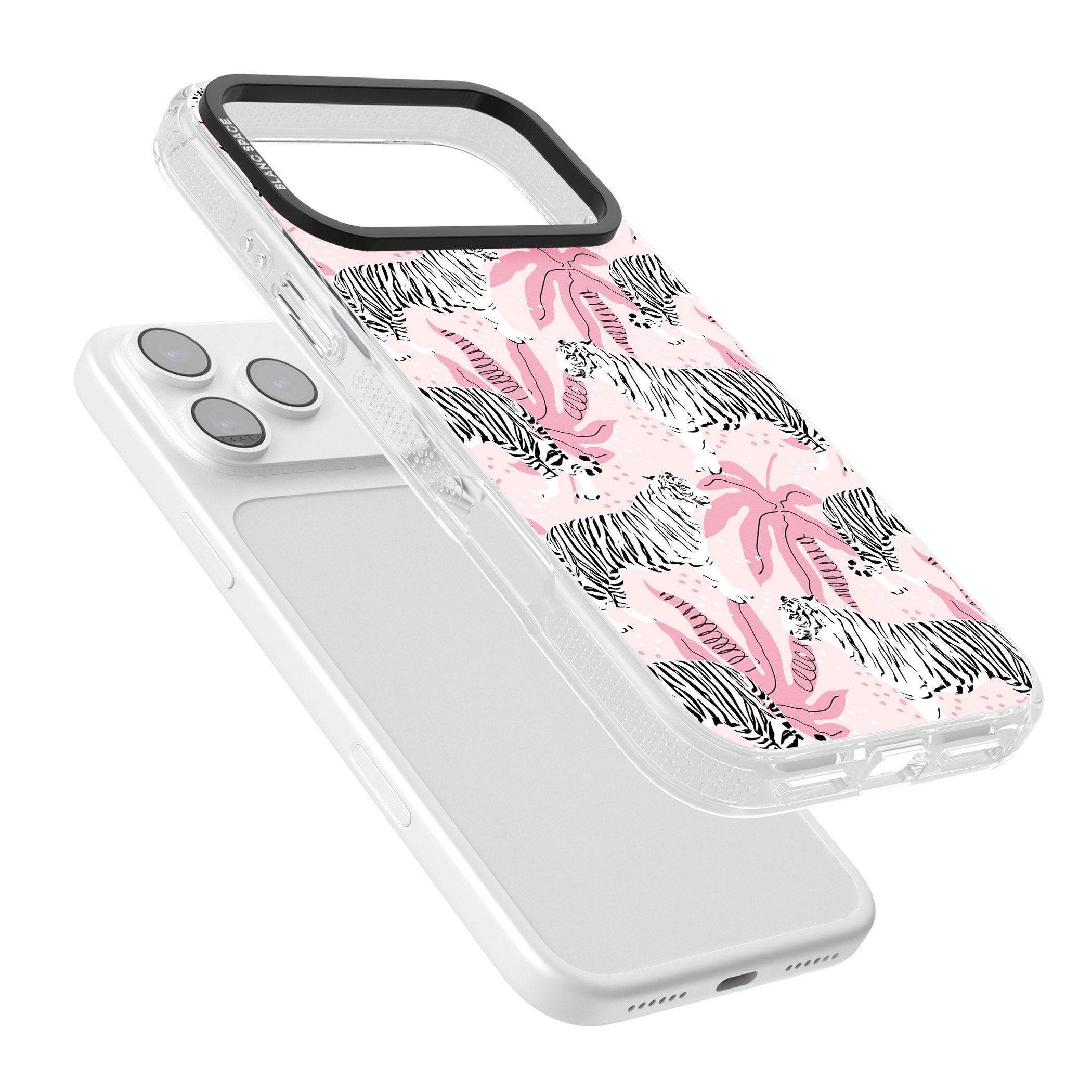 Pink Tiger Palm iPhone 17 Pro Impact Air Clear Phone Case Colours
