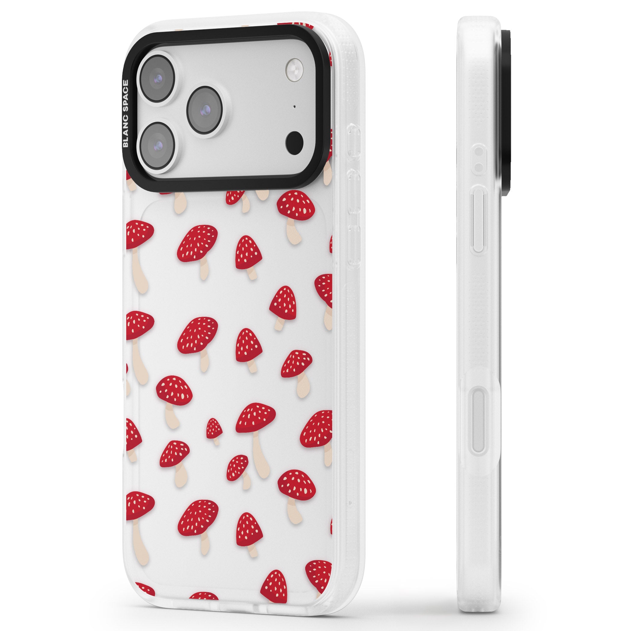 Magical Mushroom Pattern iPhone 17 Pro Impact Air Clear Phone Case Side Profile