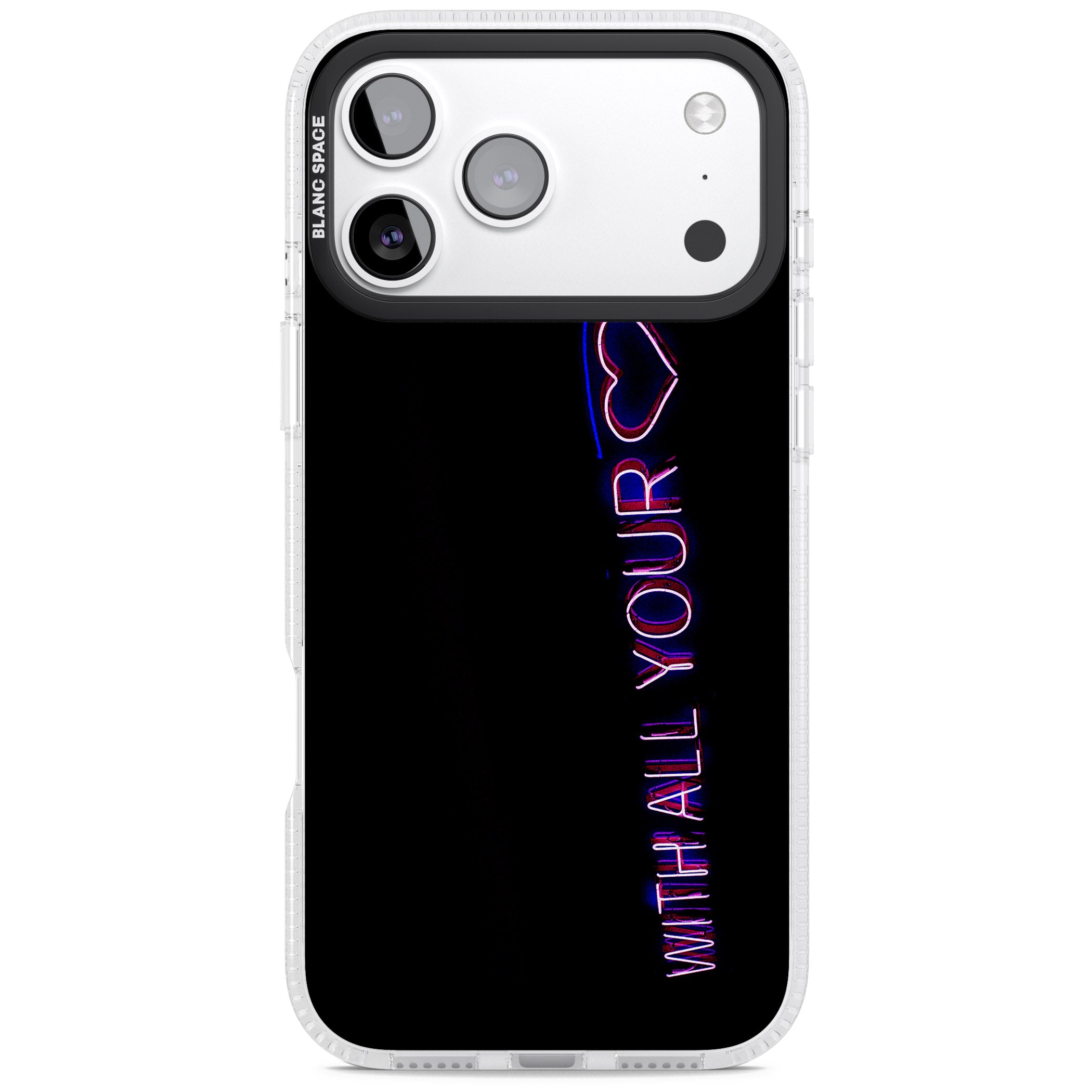 Neon Heart Script iPhone 17 Pro Impact Air Clear Phone Case