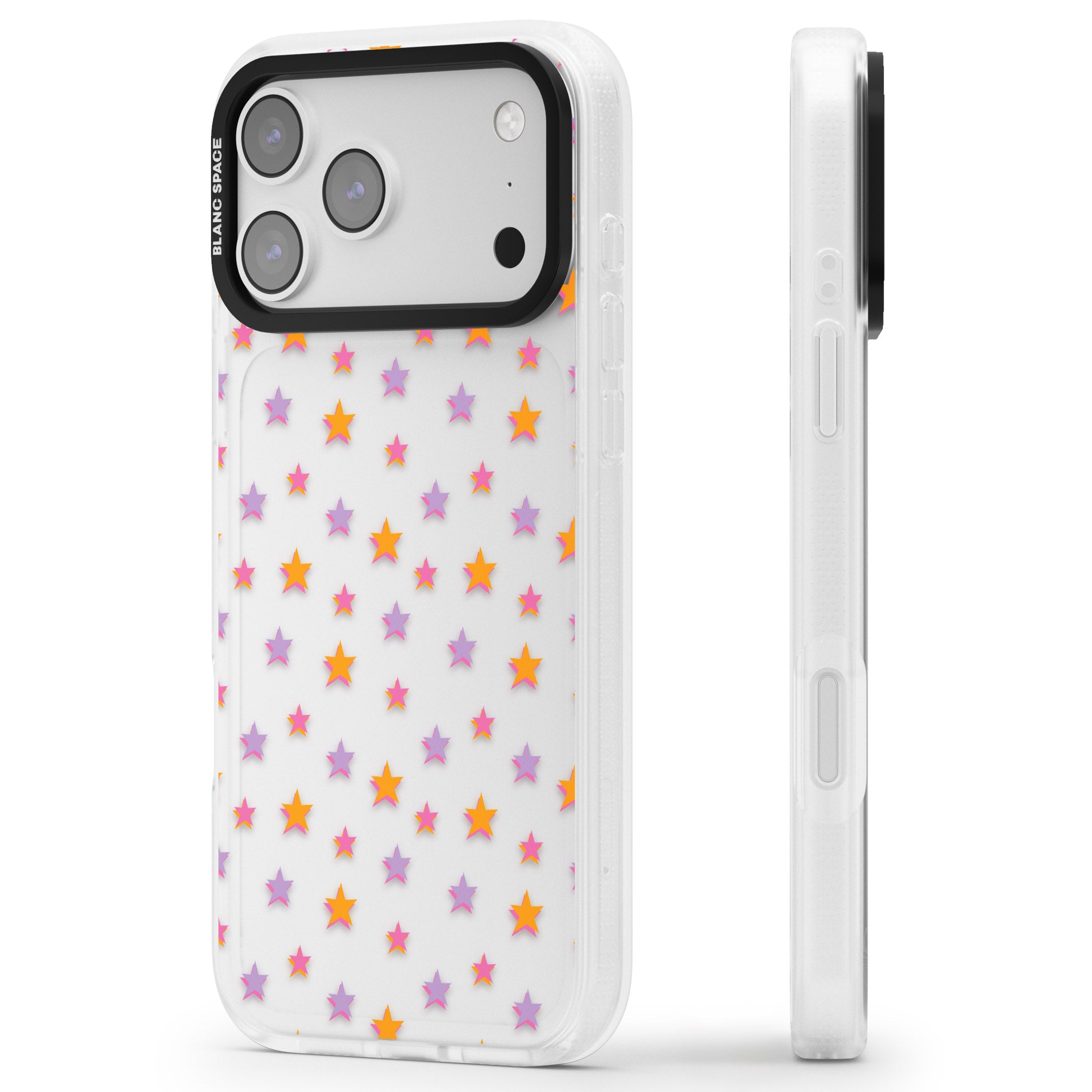 Spangling Stars Pattern iPhone 17 Pro Impact Air Clear Phone Case Side Profile