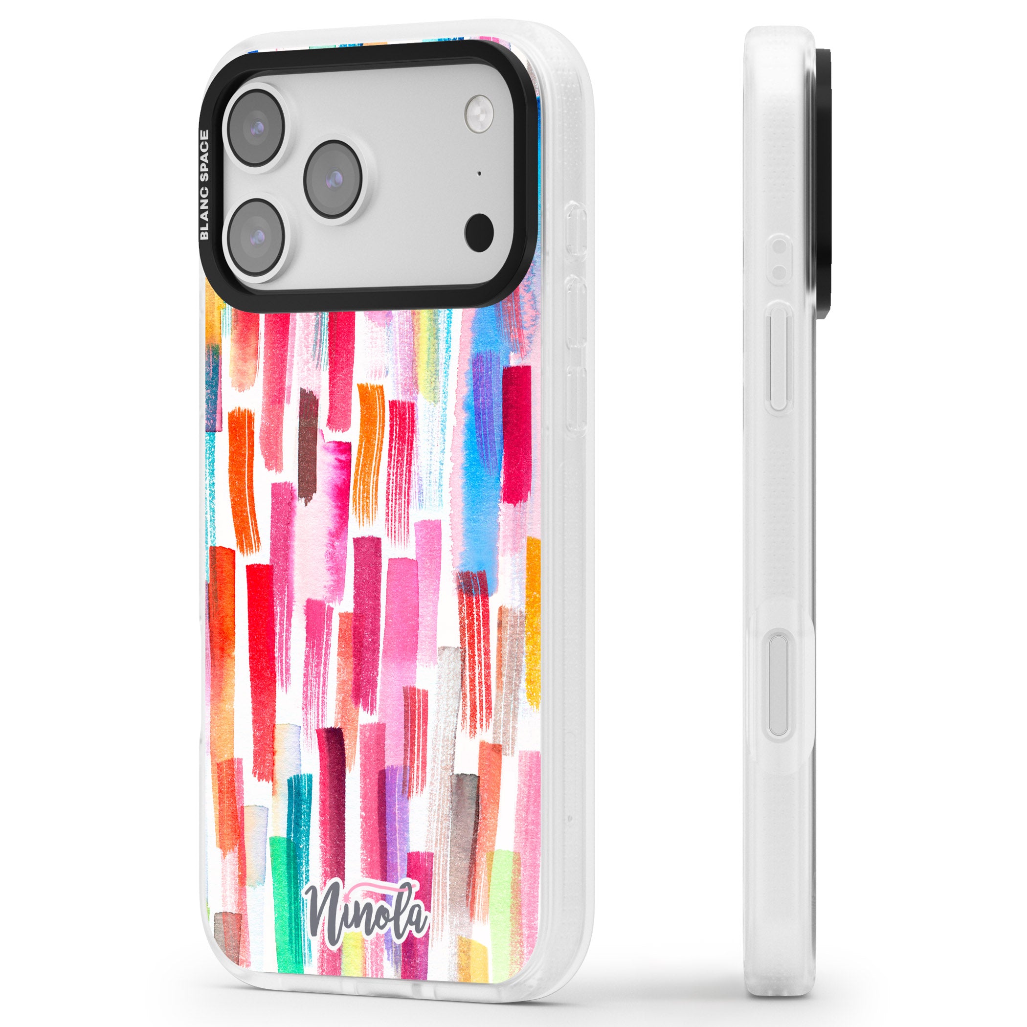 Colorful Brushstrokes iPhone 17 Pro Impact Air Clear Phone Case Side Profile