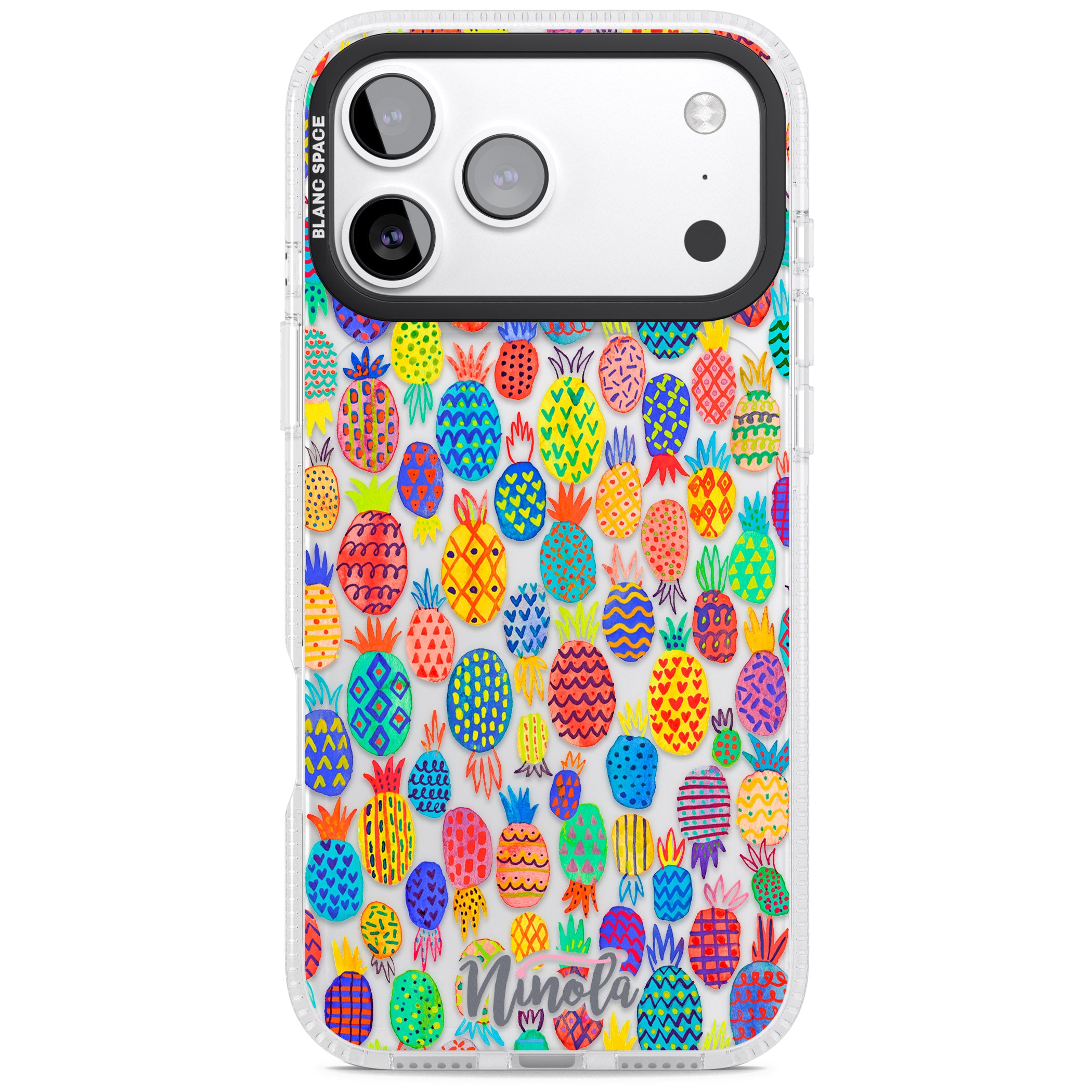 Vibrant Pineapple Pattern iPhone 17 Pro Impact Air Clear Phone Case