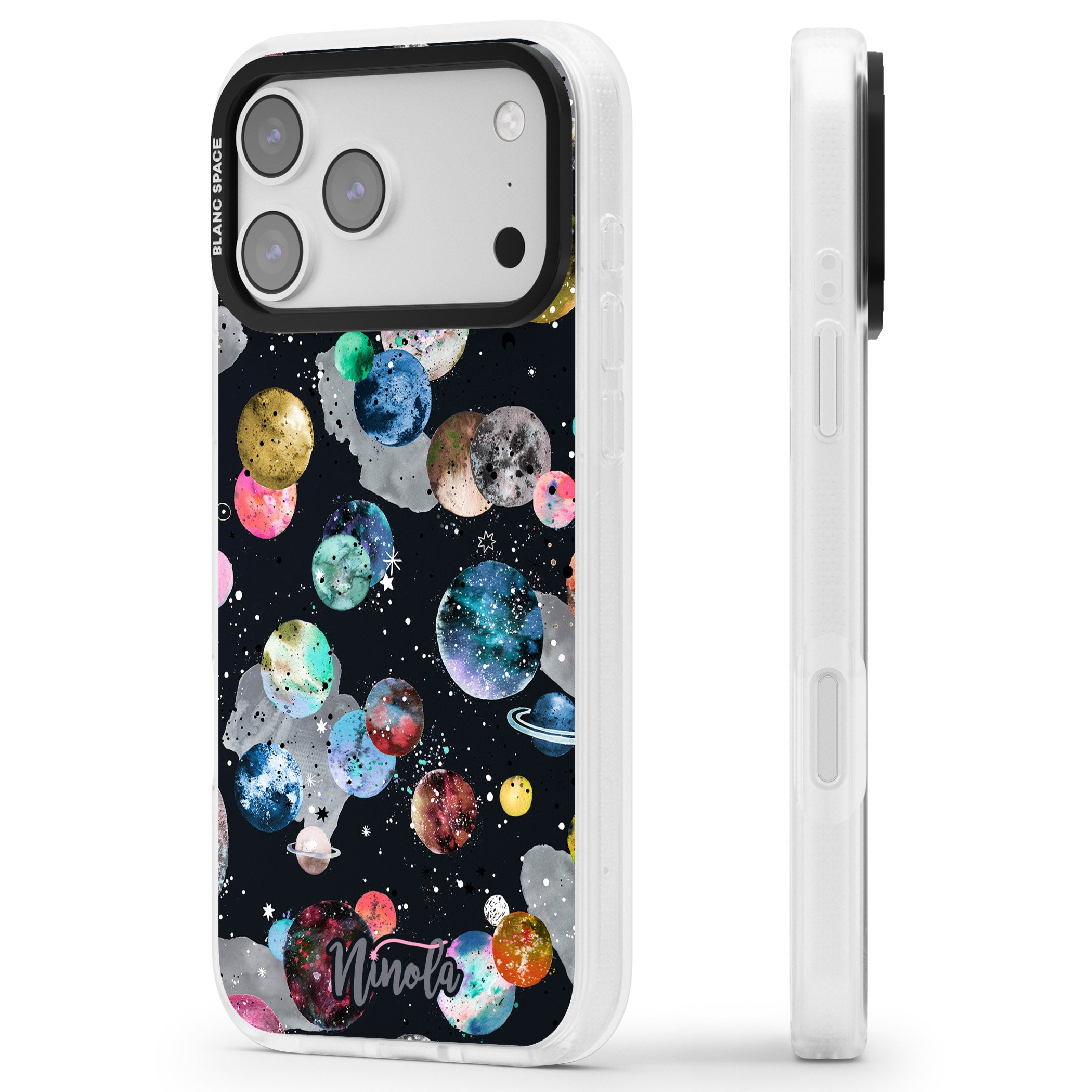Cosmic Galaxy iPhone 17 Pro Impact Air Clear Phone Case Side Profile