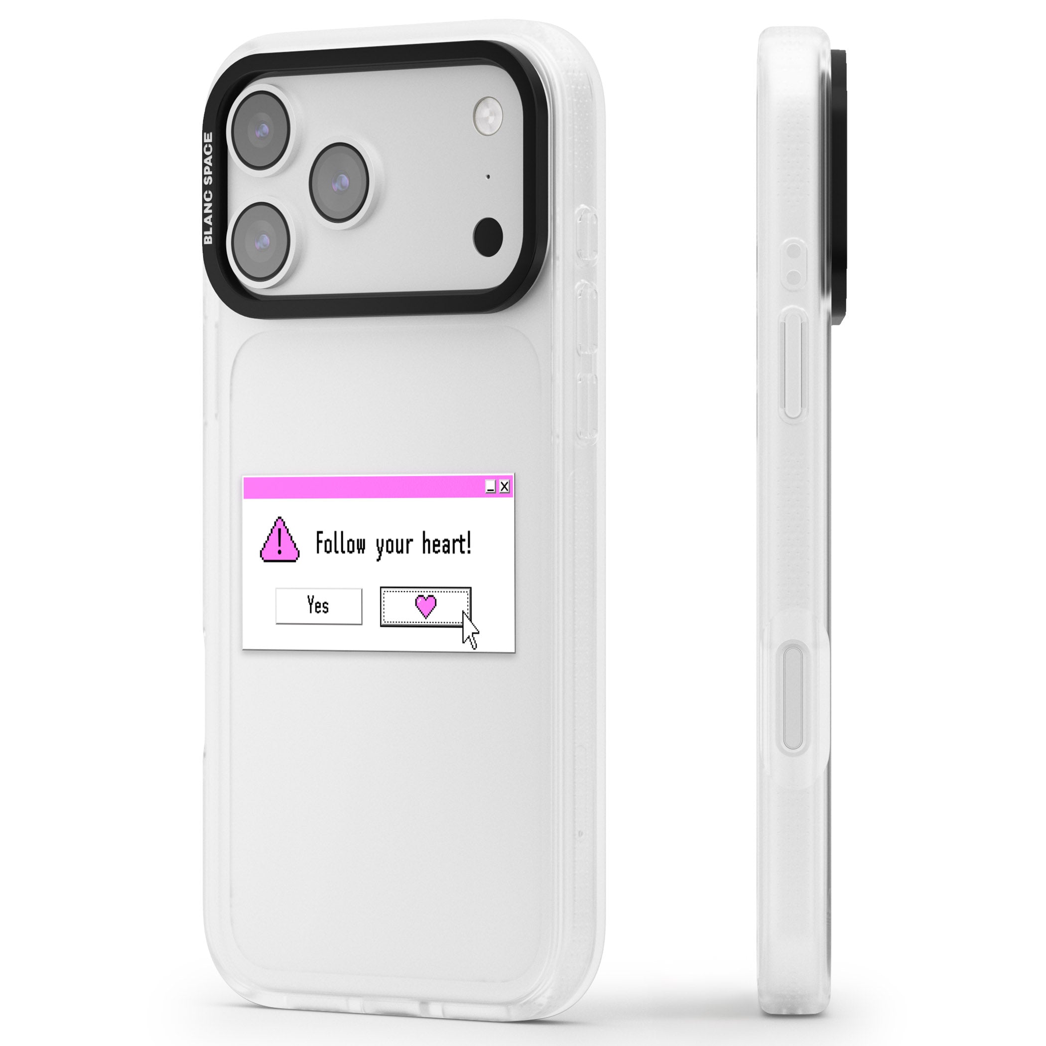 Follow Your Heart.Exe iPhone 17 Pro Impact Air Clear Phone Case Side Profile