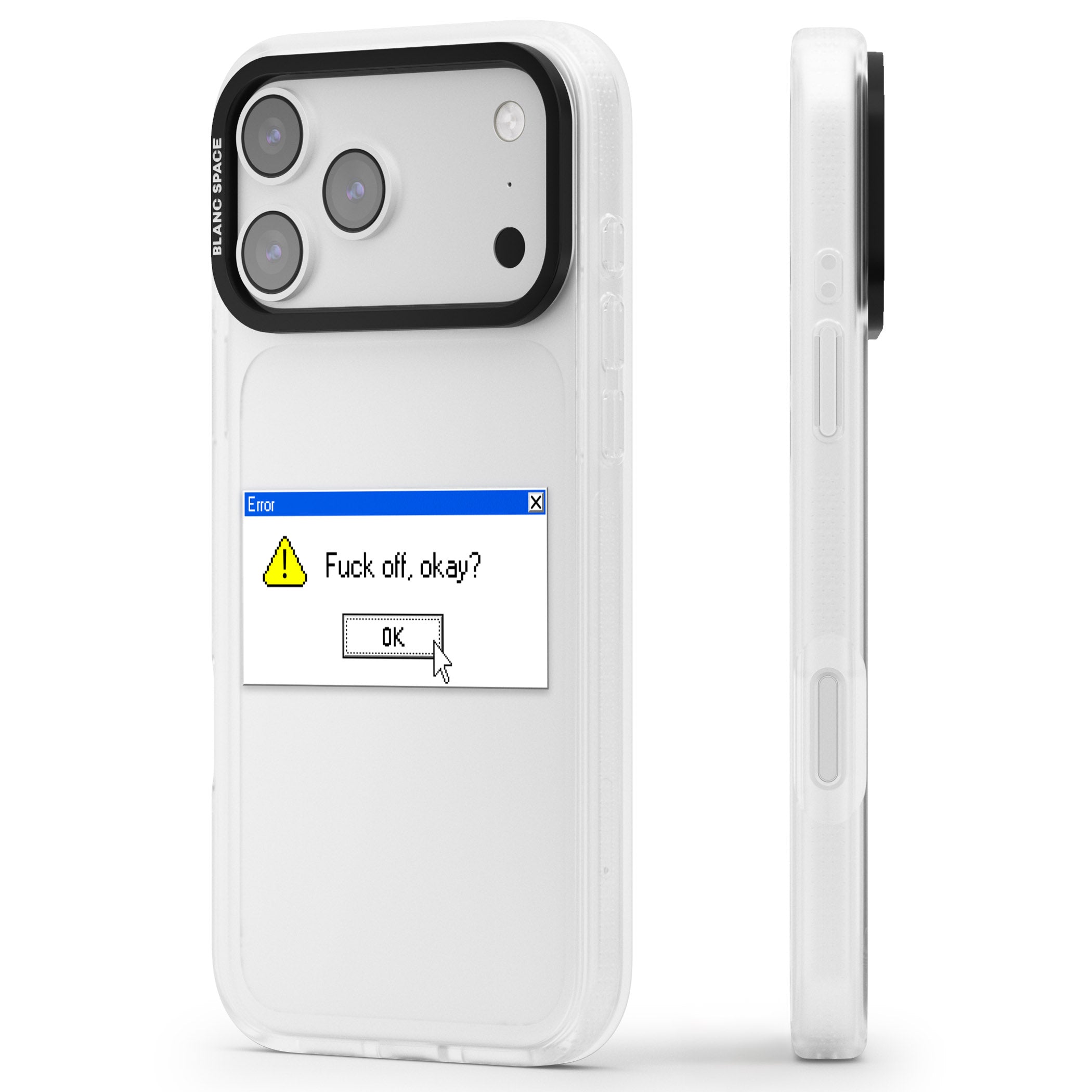 F Ck Off Okay Exe iPhone 17 Pro Impact Air Clear Phone Case Side Profile