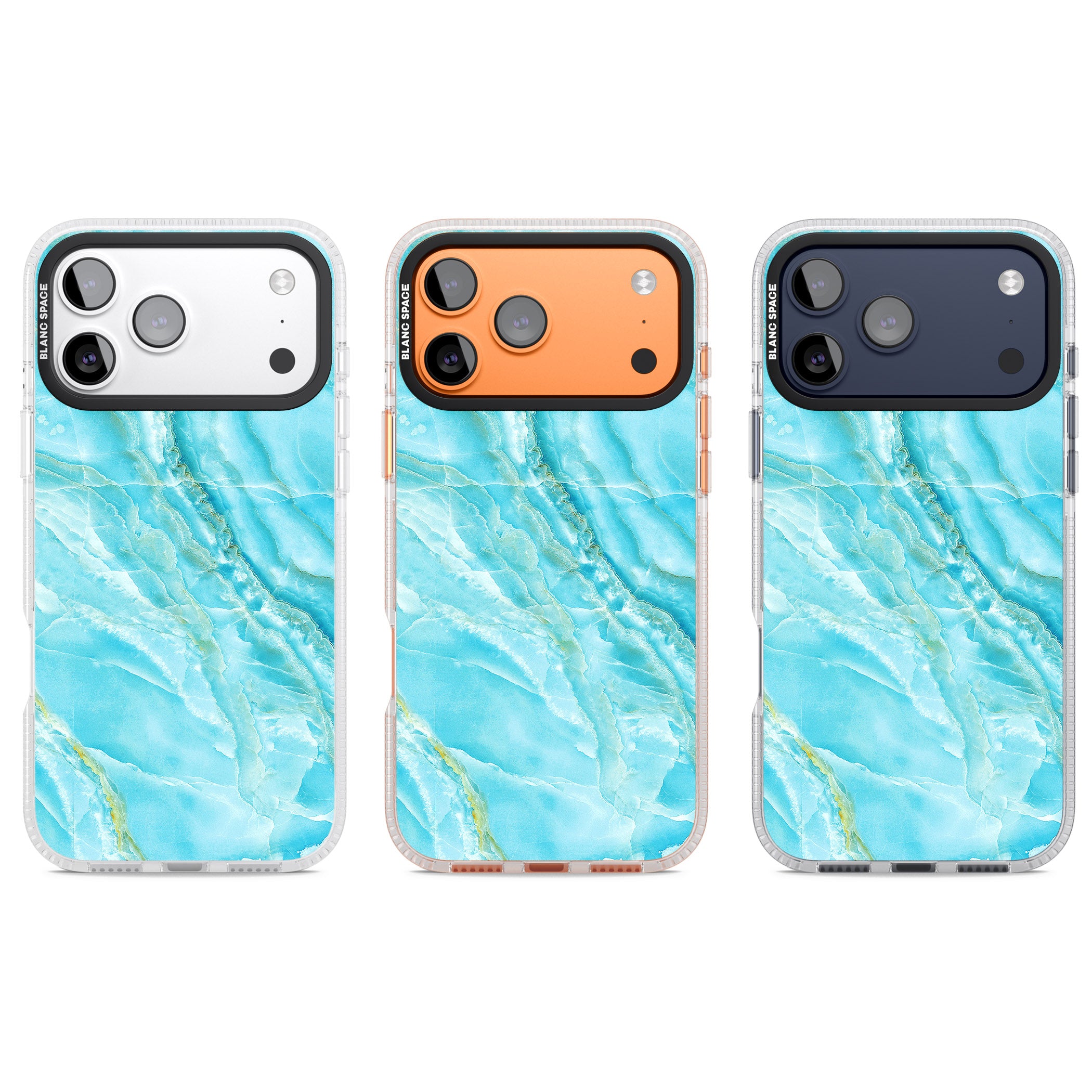 Blue Onyx Marble iPhone 17 Pro Impact Air Clear Phone Case APT Impact Protection