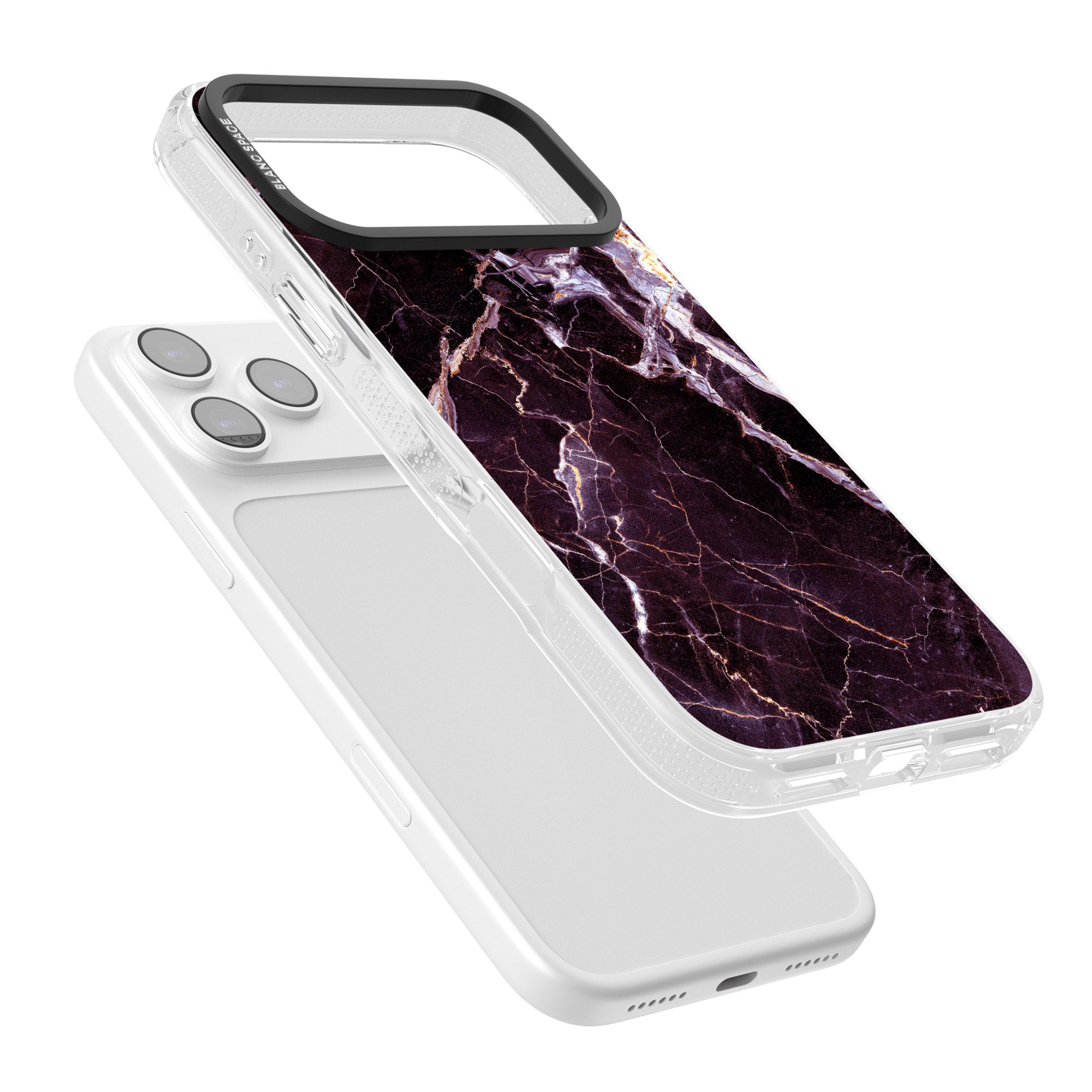 Violet Shatter Marble iPhone 17 Pro Impact Air Clear Phone Case Colours