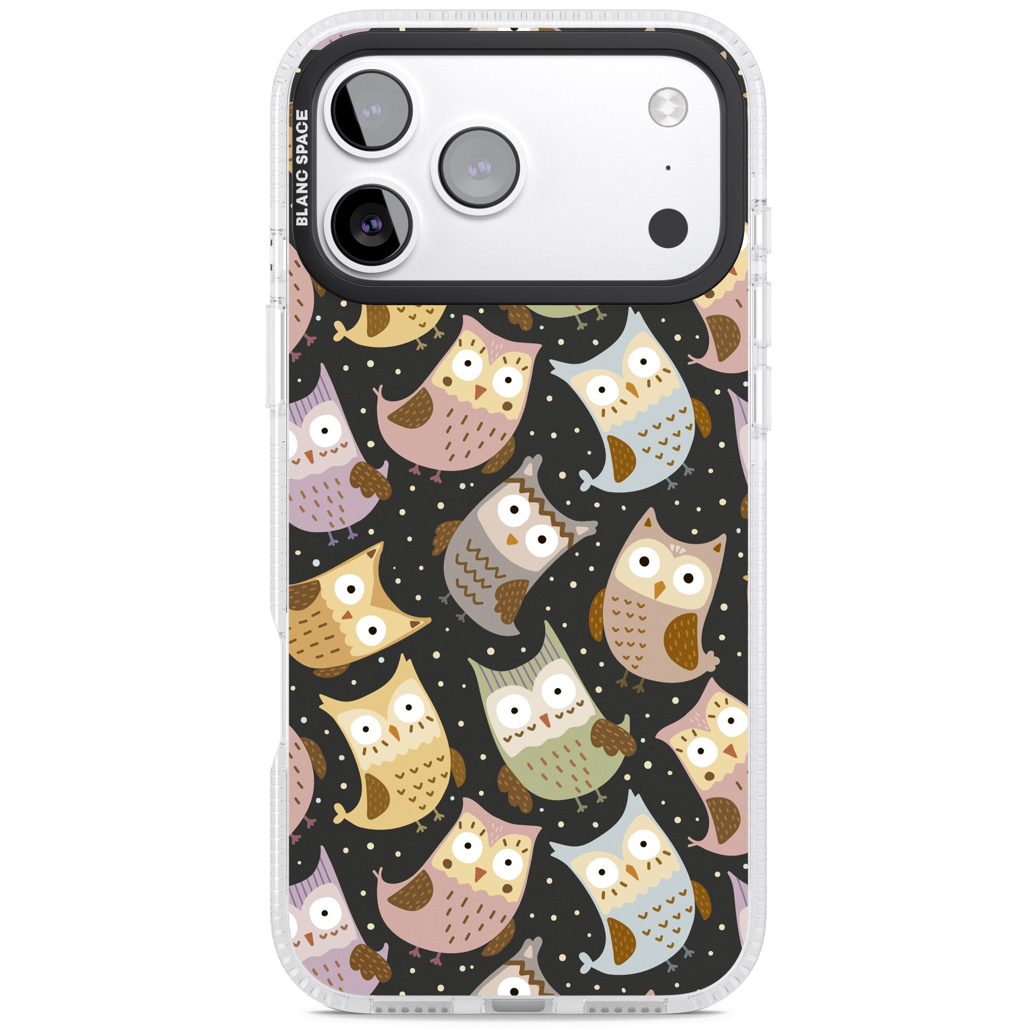 Cute Owl Pattern iPhone 17 Pro Impact Air Clear Phone Case