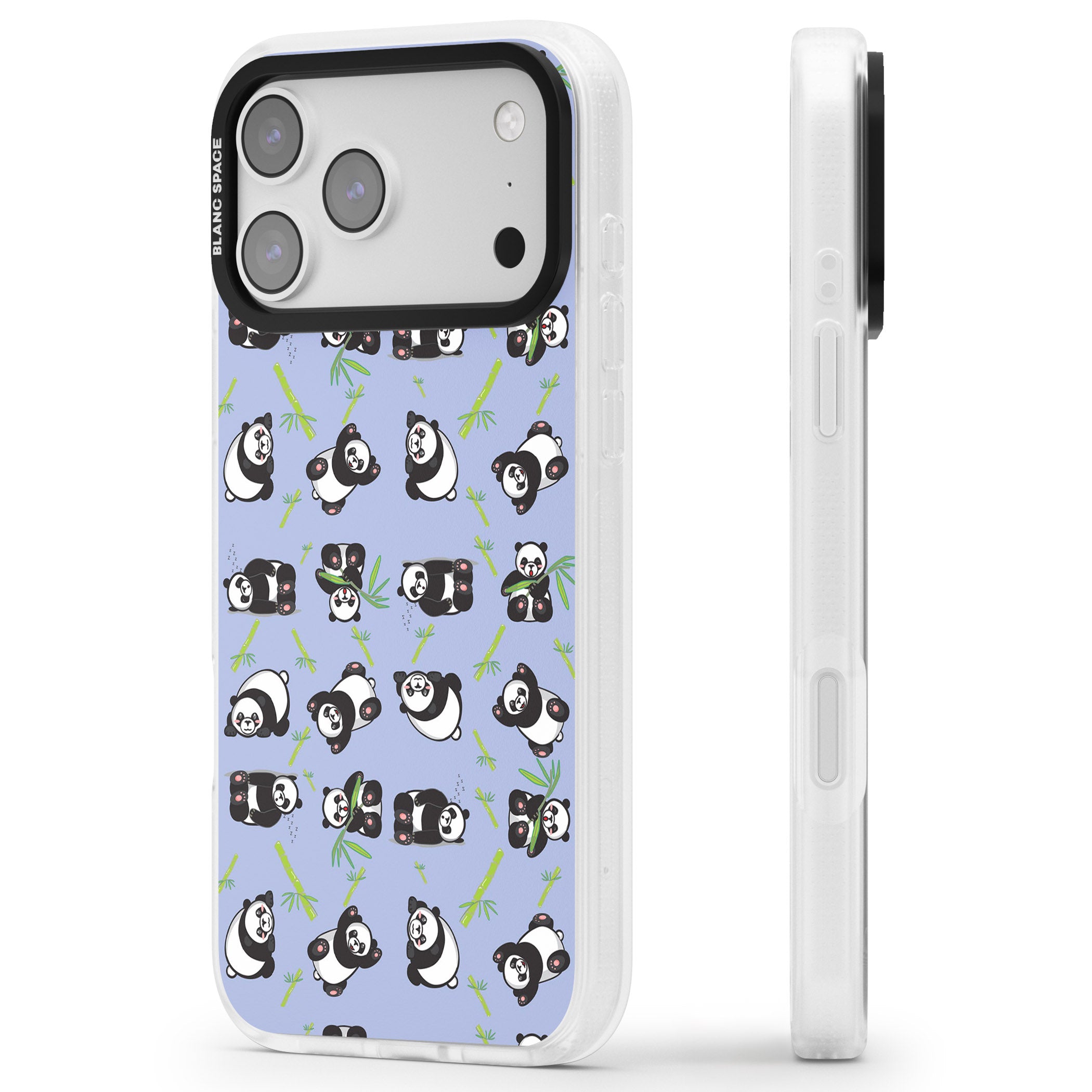 Panda Pattern iPhone 17 Pro Impact Air Clear Phone Case Side Profile
