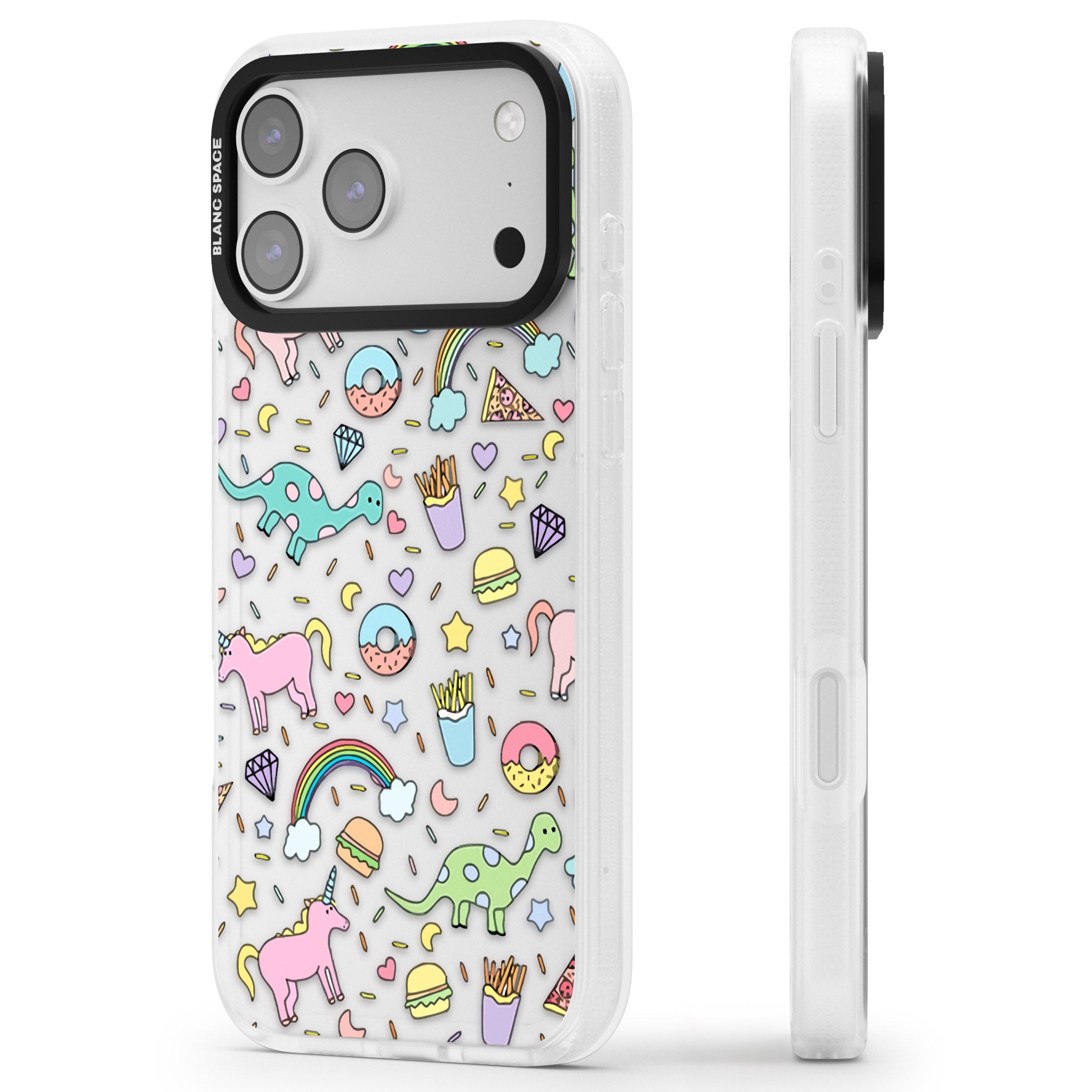 Cute Pattern iPhone 17 Pro Impact Air Clear Phone Case Side Profile