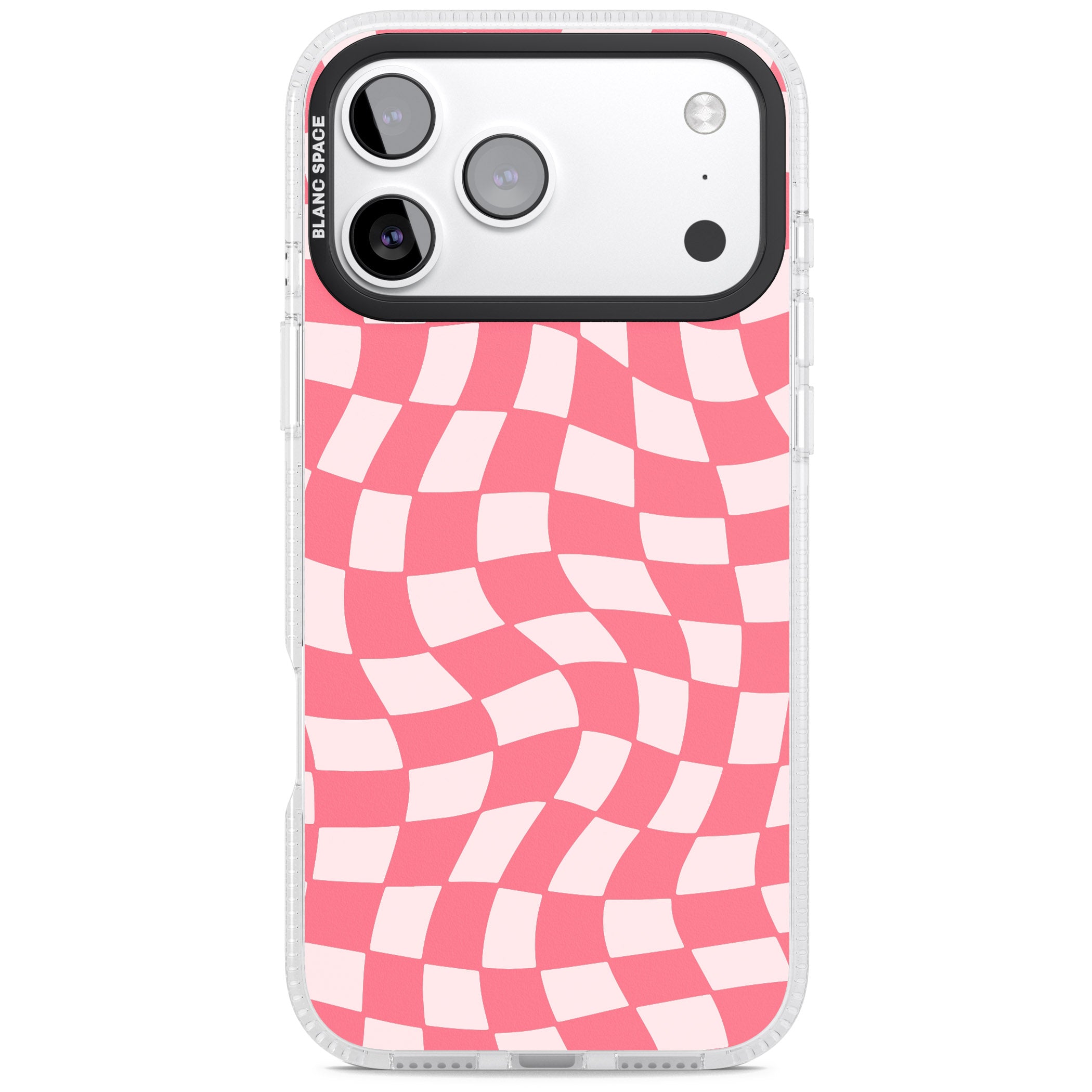 Pink Wavy Checked Pattern iPhone 17 Pro Impact Air Clear Phone Case