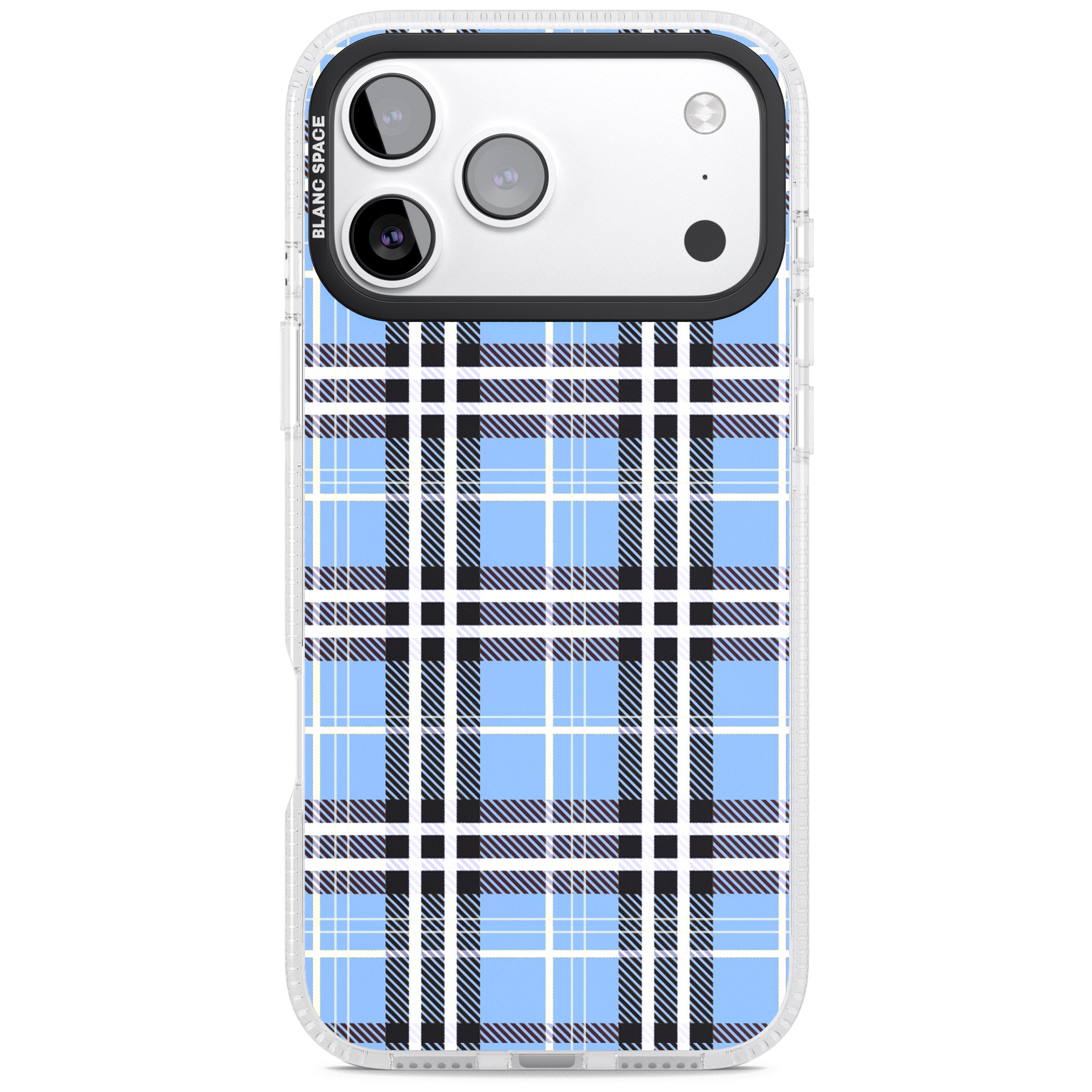 Blue Plaid iPhone 17 Pro Impact Air Clear Phone Case