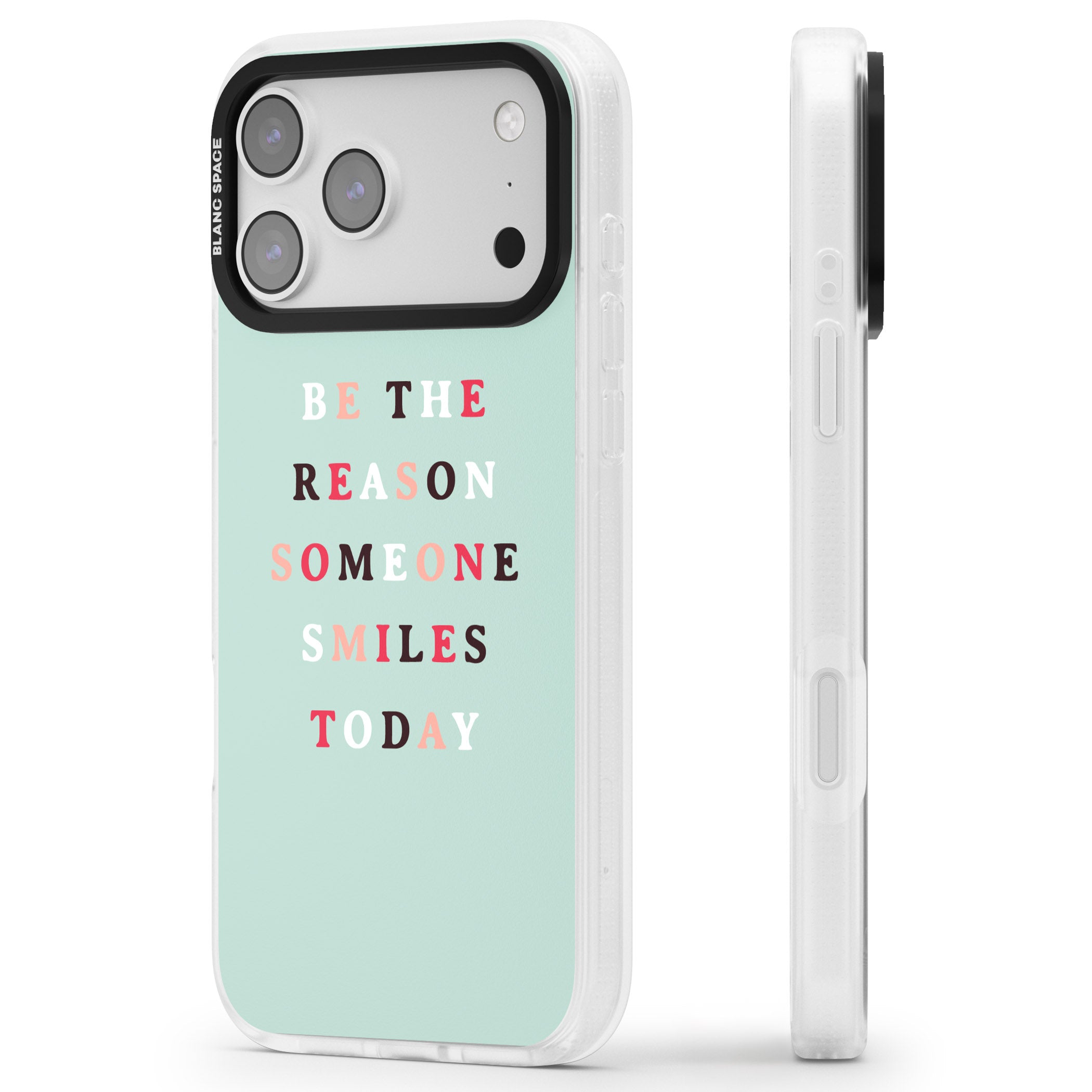 Be The Reason Quote iPhone 17 Pro Impact Air Clear Phone Case Side Profile