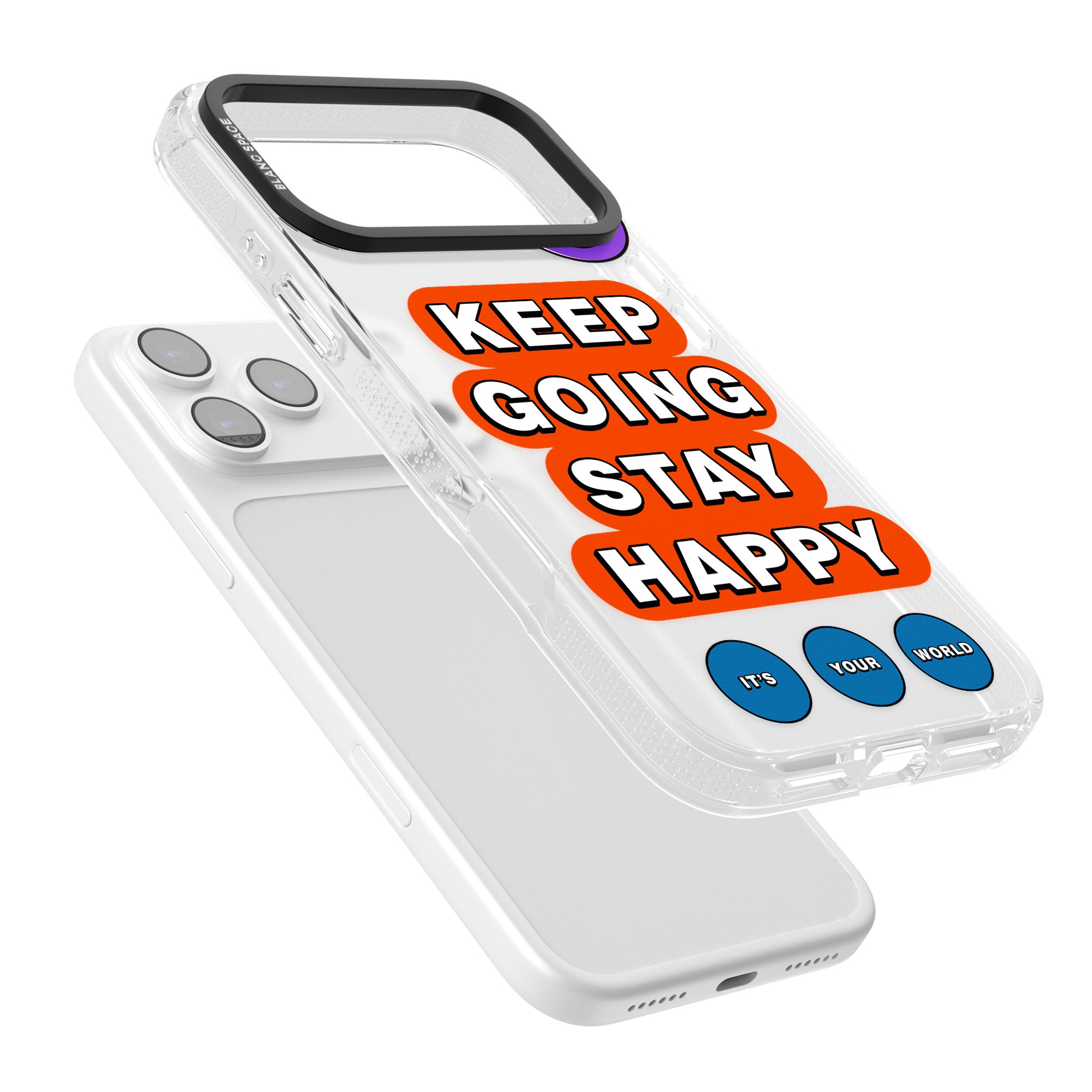 Keep Going Stay Happy iPhone 17 Pro Impact Air Clear Phone Case Colours