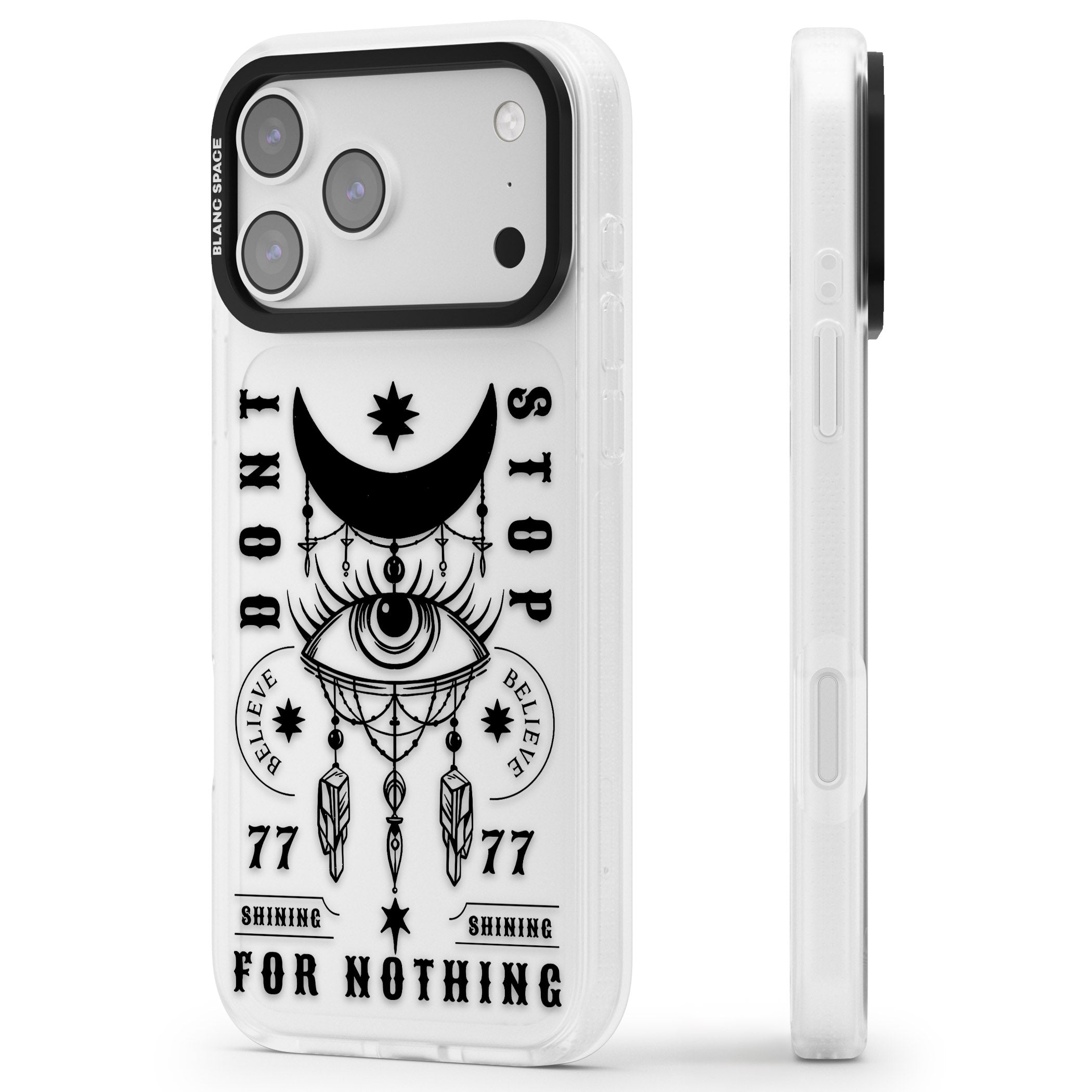 Dont Stop For Nothing iPhone 17 Pro Impact Air Clear Phone Case Side Profile