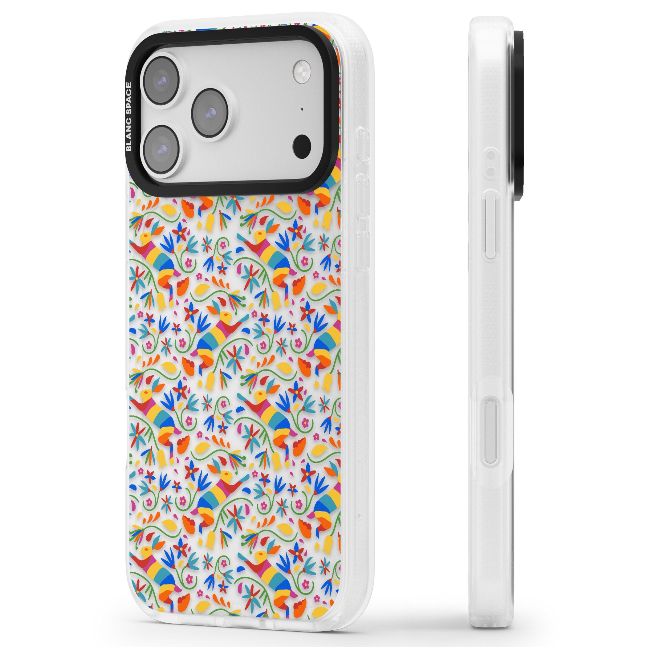 Vibrant Floral Mosaic iPhone 17 Pro Max Impact Air Clear Phone Case Side Profile
