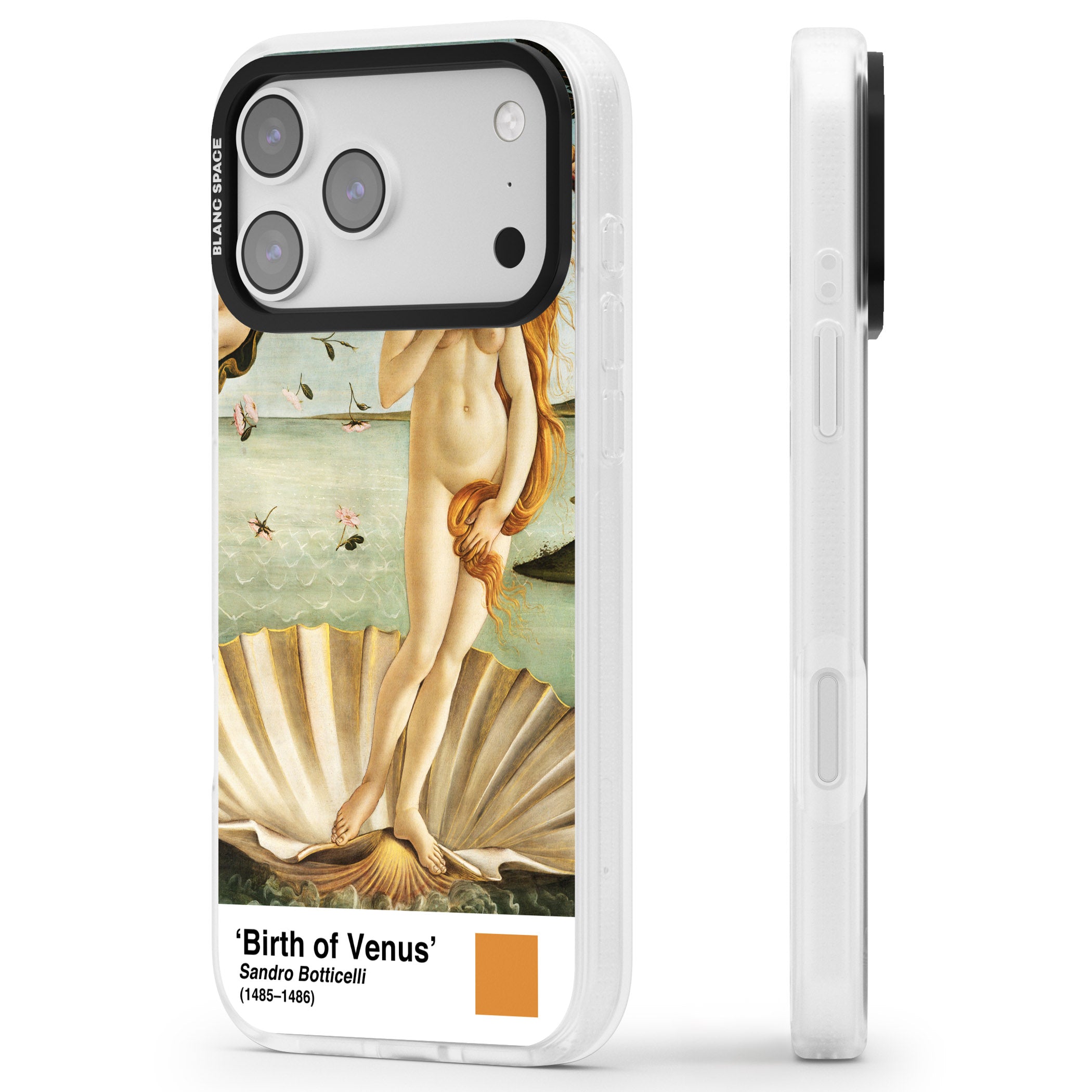 The Birth Of Venus iPhone 17 Pro Impact Air Clear Phone Case Side Profile