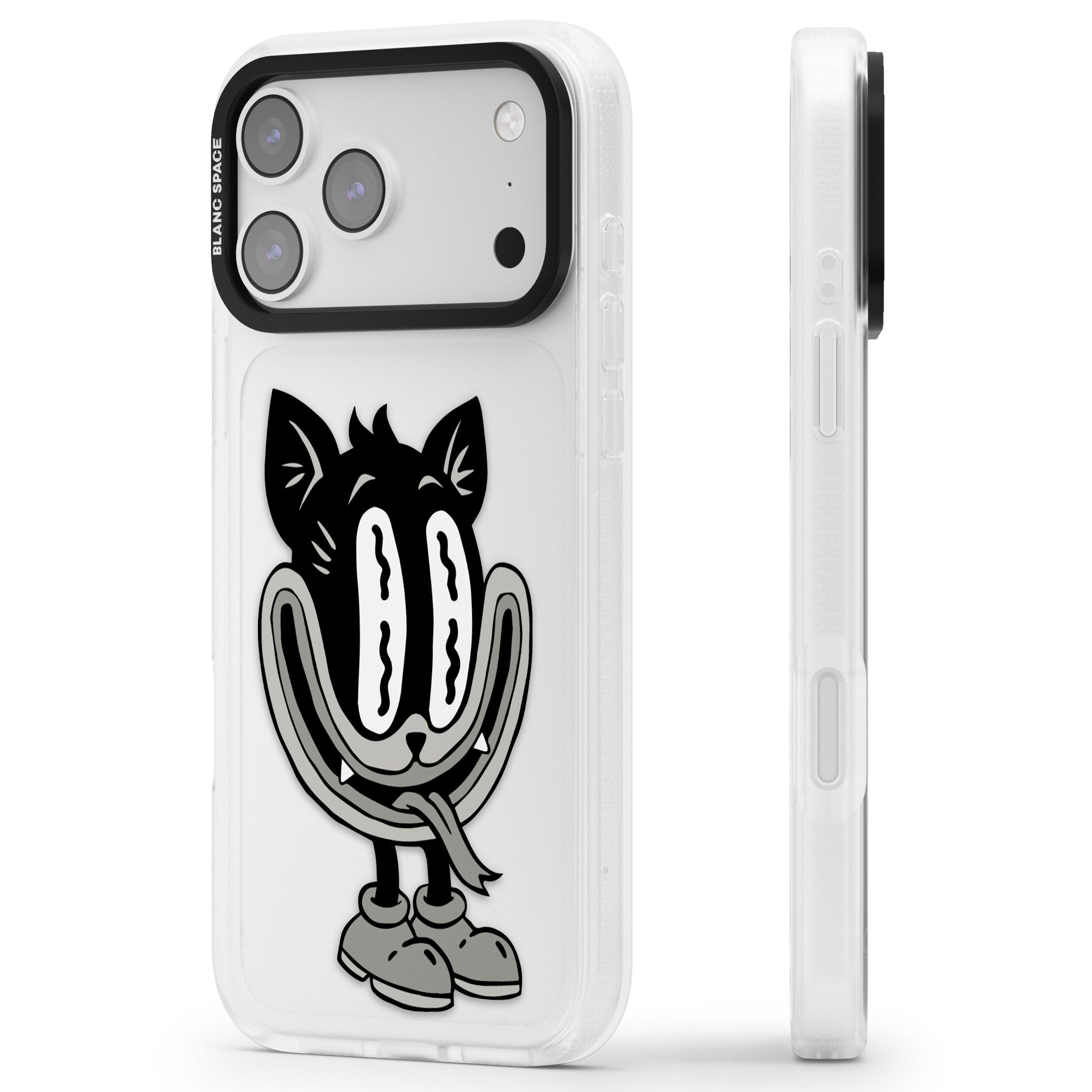 Faded Feline iPhone 17 Pro Impact Air Clear Phone Case Side Profile