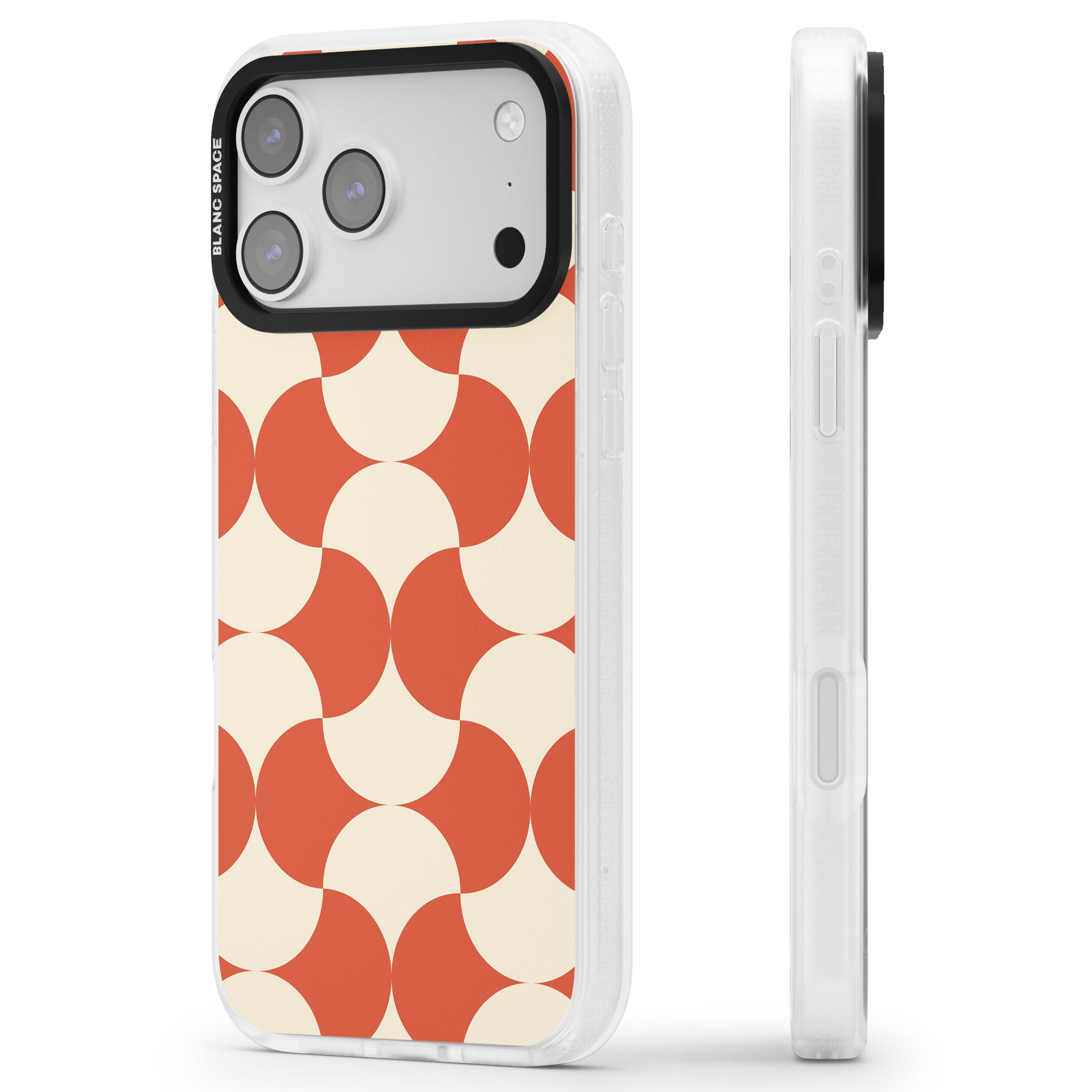 Abstract Retro Shapes iPhone 17 Pro Impact Air Clear Phone Case Side Profile