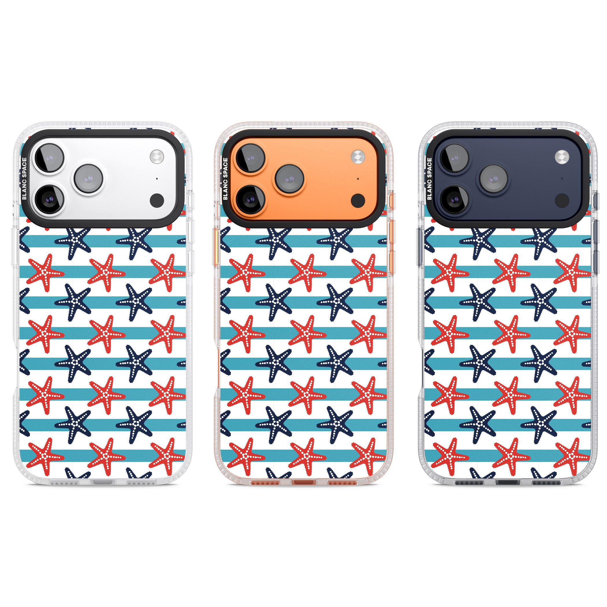 Nautical Starfish Stripe iPhone 17 Pro Impact Air Clear Phone Case APT Impact Protection