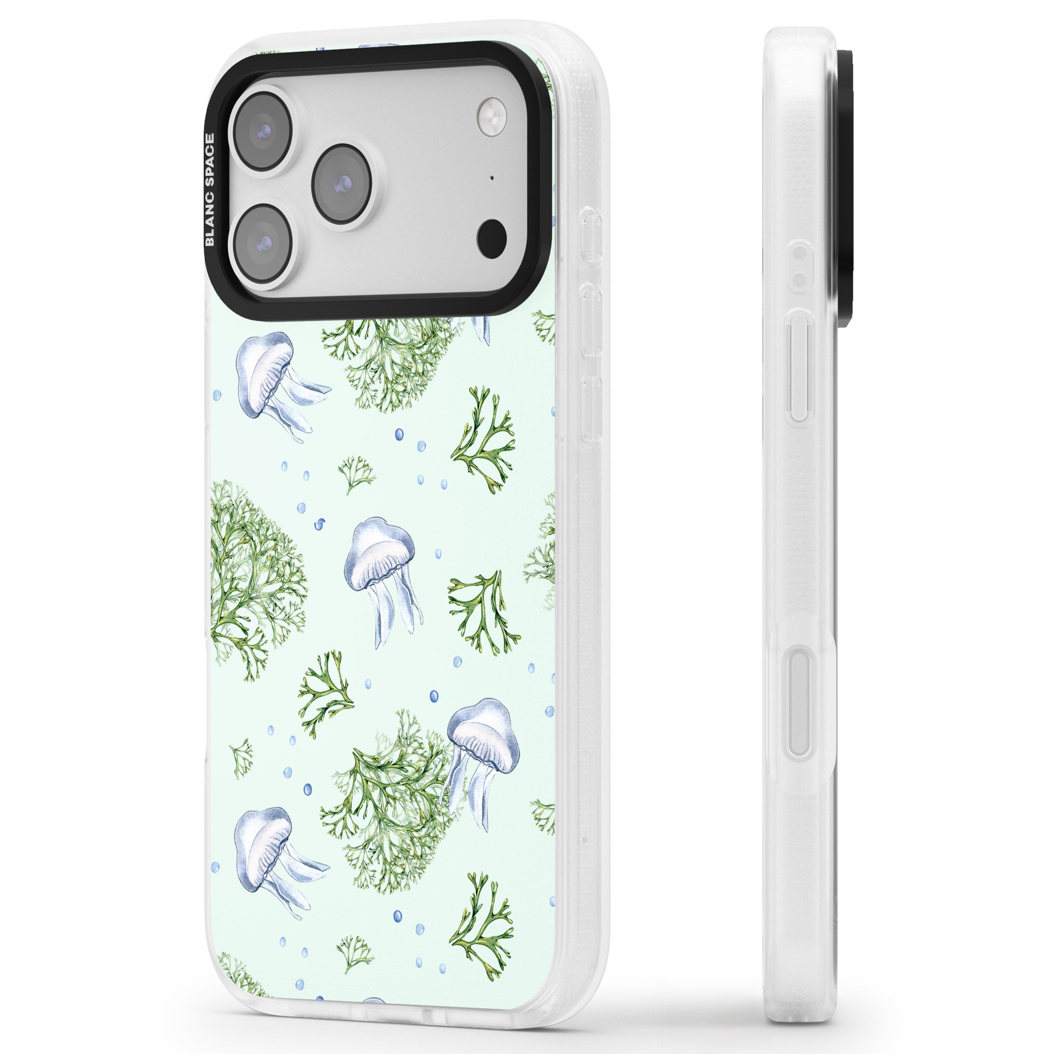 Jellyfish & Seaweed iPhone 17 Pro Impact Air Clear Phone Case Side Profile
