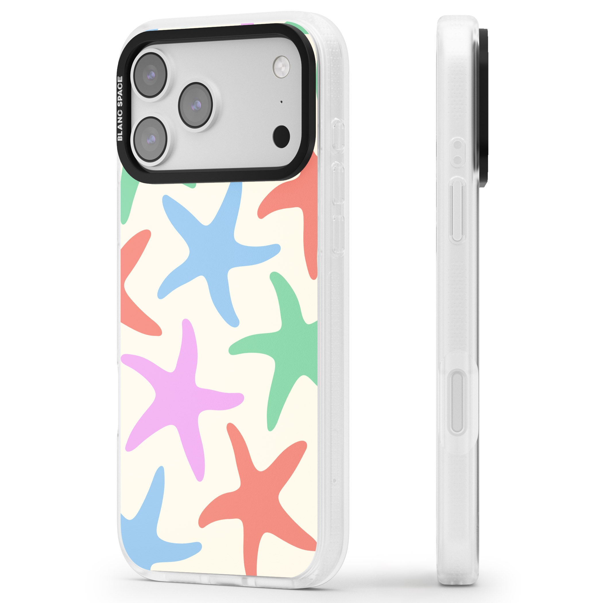 Pastel Starfish iPhone 17 Pro Impact Air Clear Phone Case Side Profile
